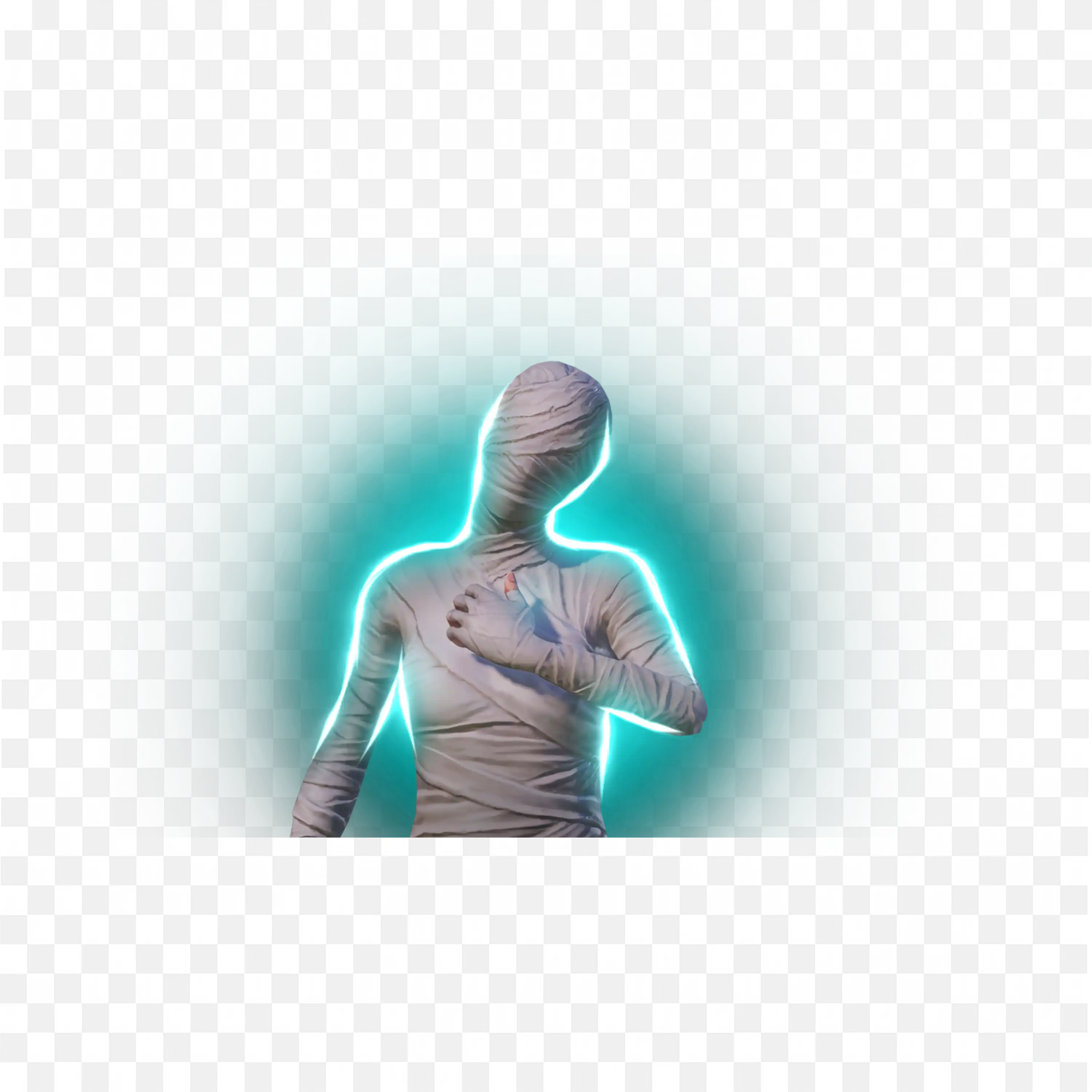 Wrapped Figure with Glowing Blue Background Free Png