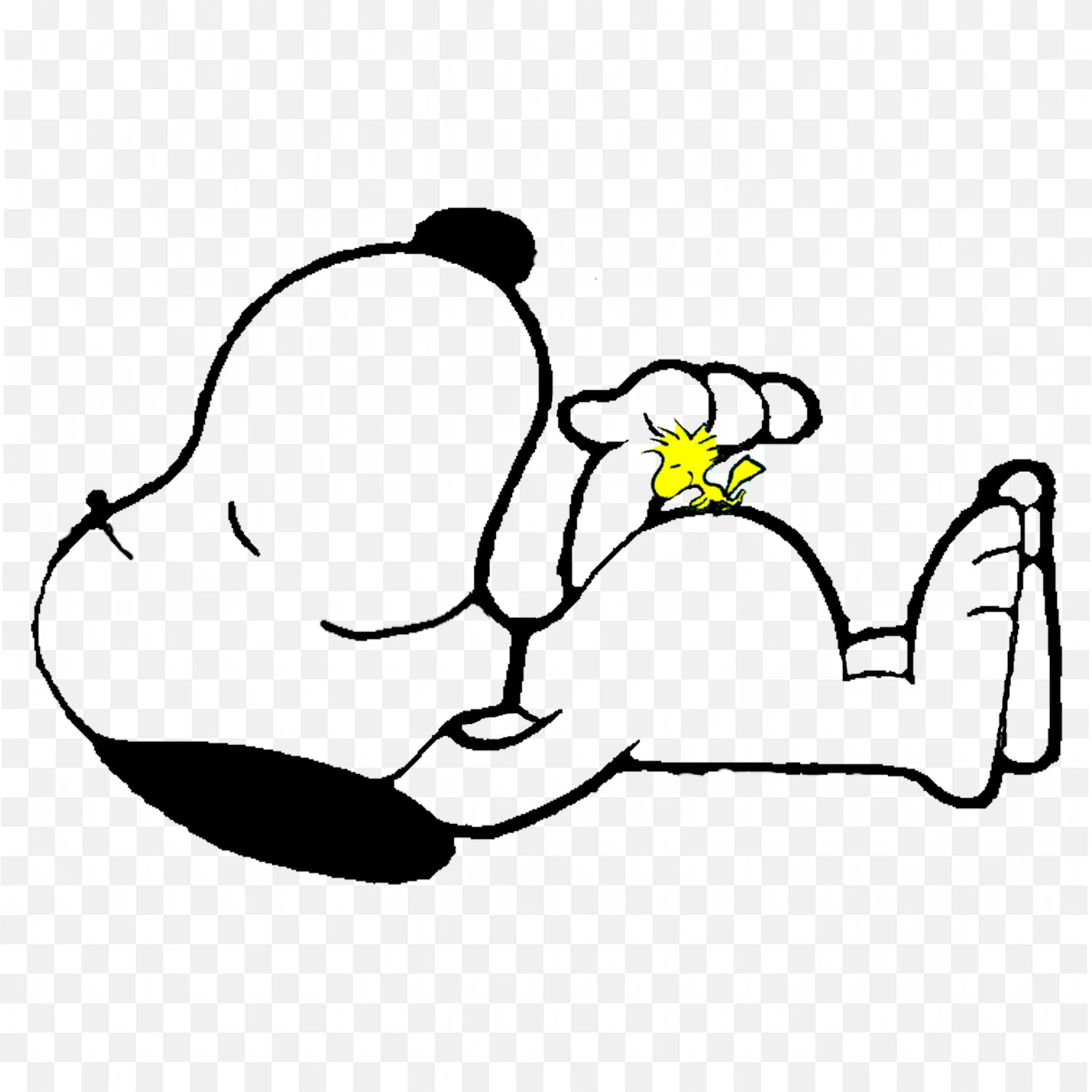 The Yellow Bird is Playing with the Snoopy Dog Free Png