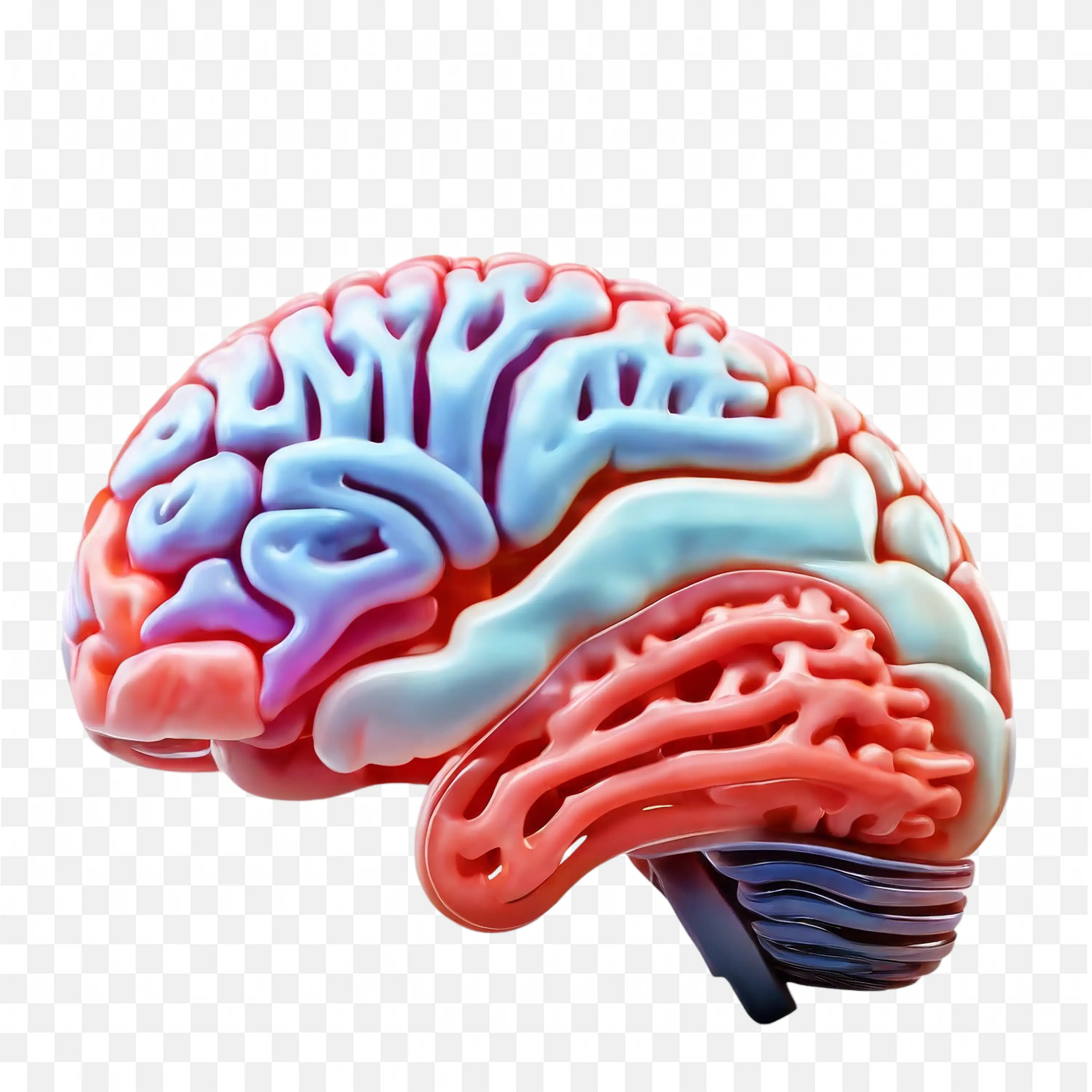 3D Colourful Human Brain Showing Brain Lobes View Free PNG