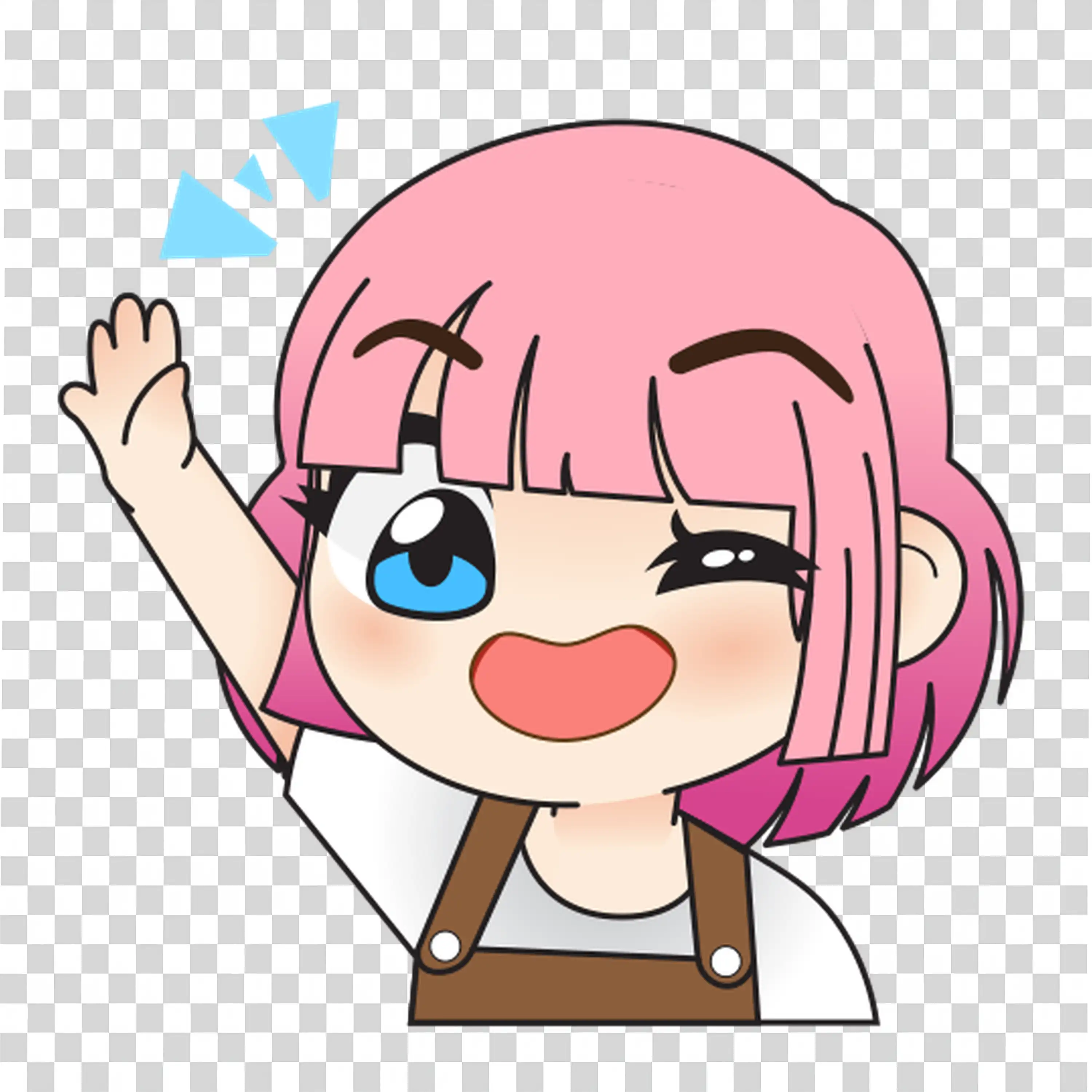 A cute character with a smiling face and big eyes PNG