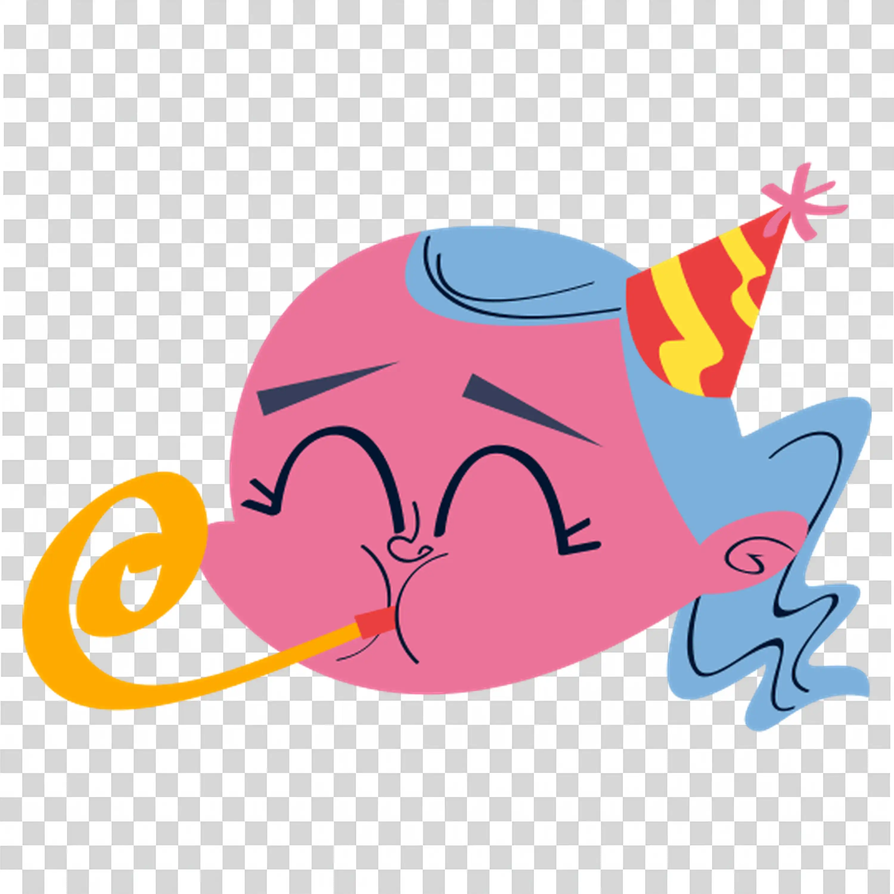 A smiling character surrounded by colorful elements