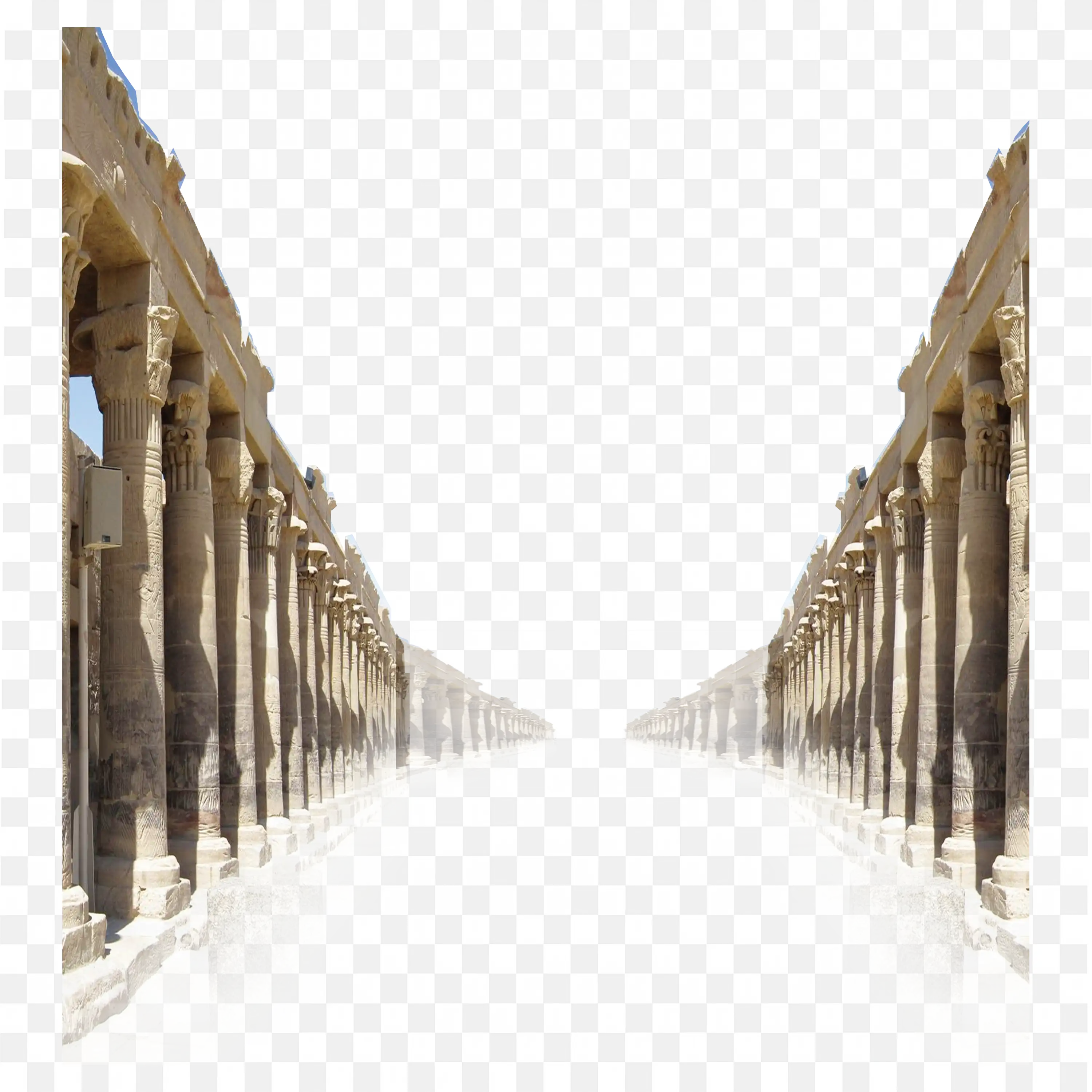Angled View of Ancient Pillars Fading Into White Free PNG
