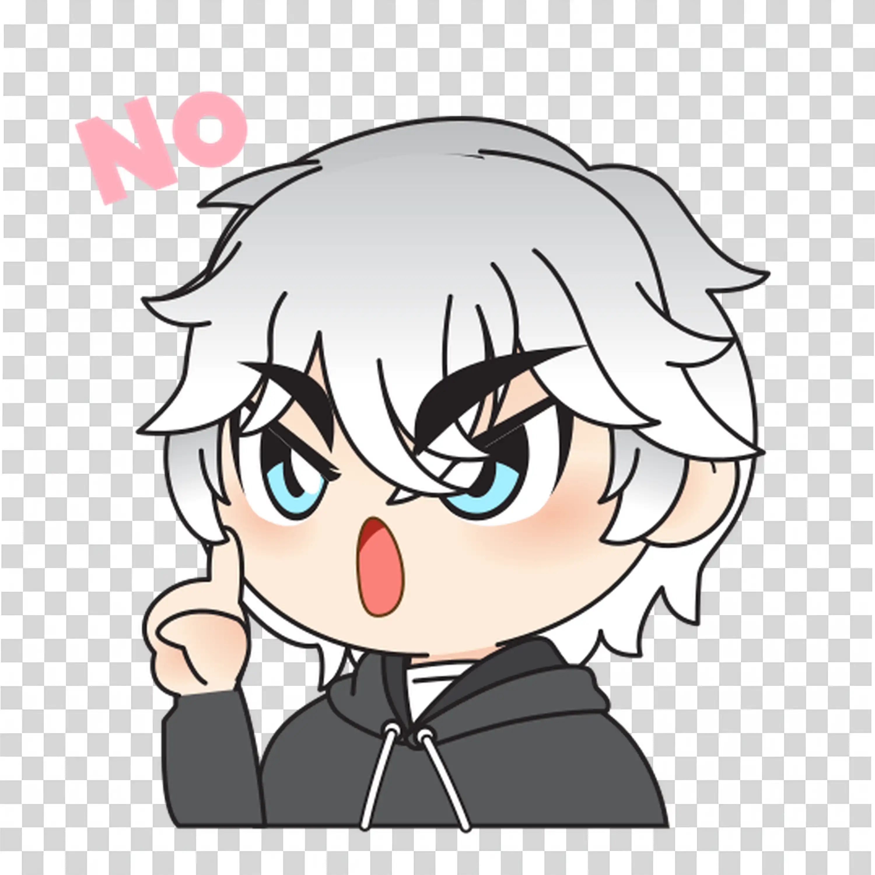 Angry anime boy shouting with clenched fist free PNG