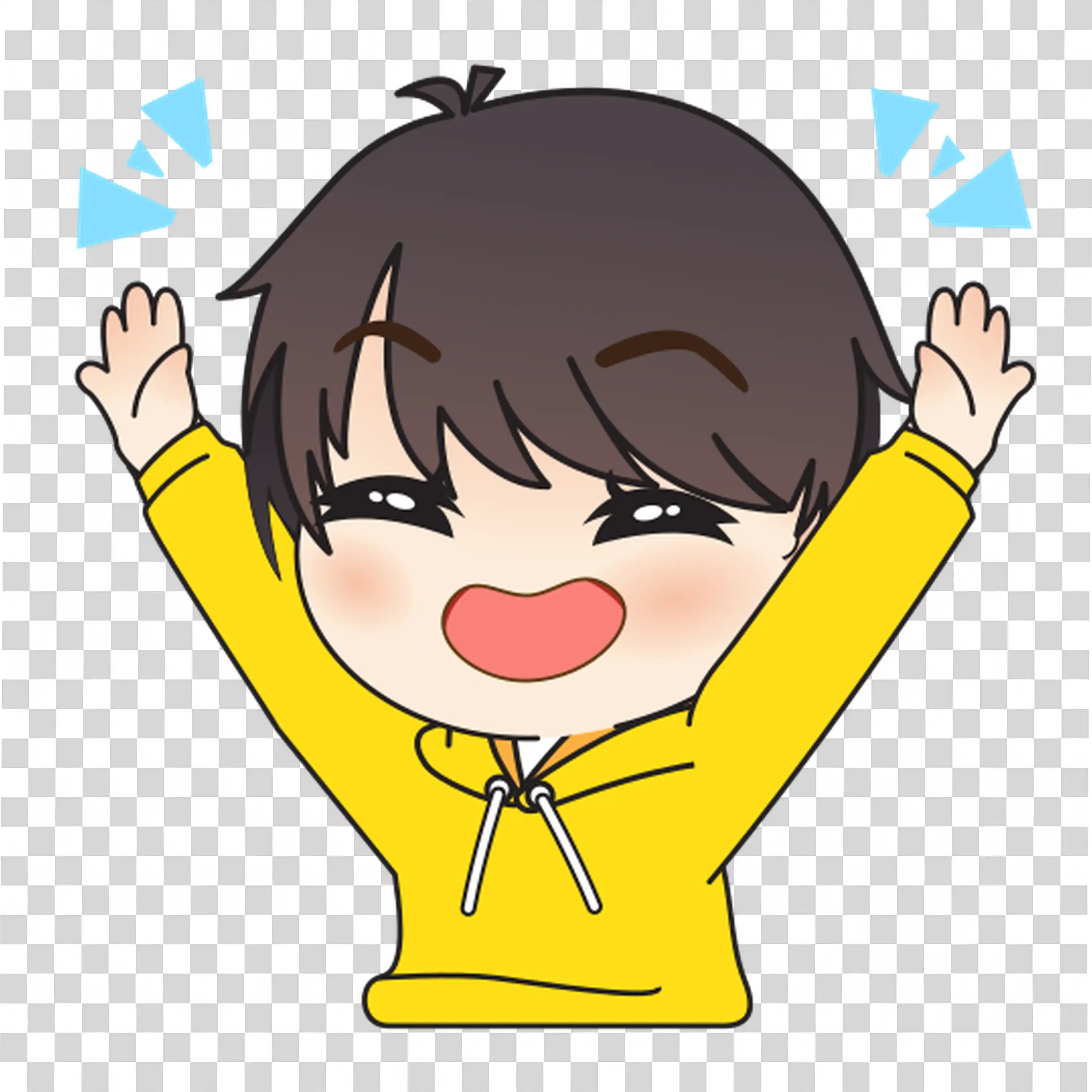 Angry boy shouting with hands in the air download PNG