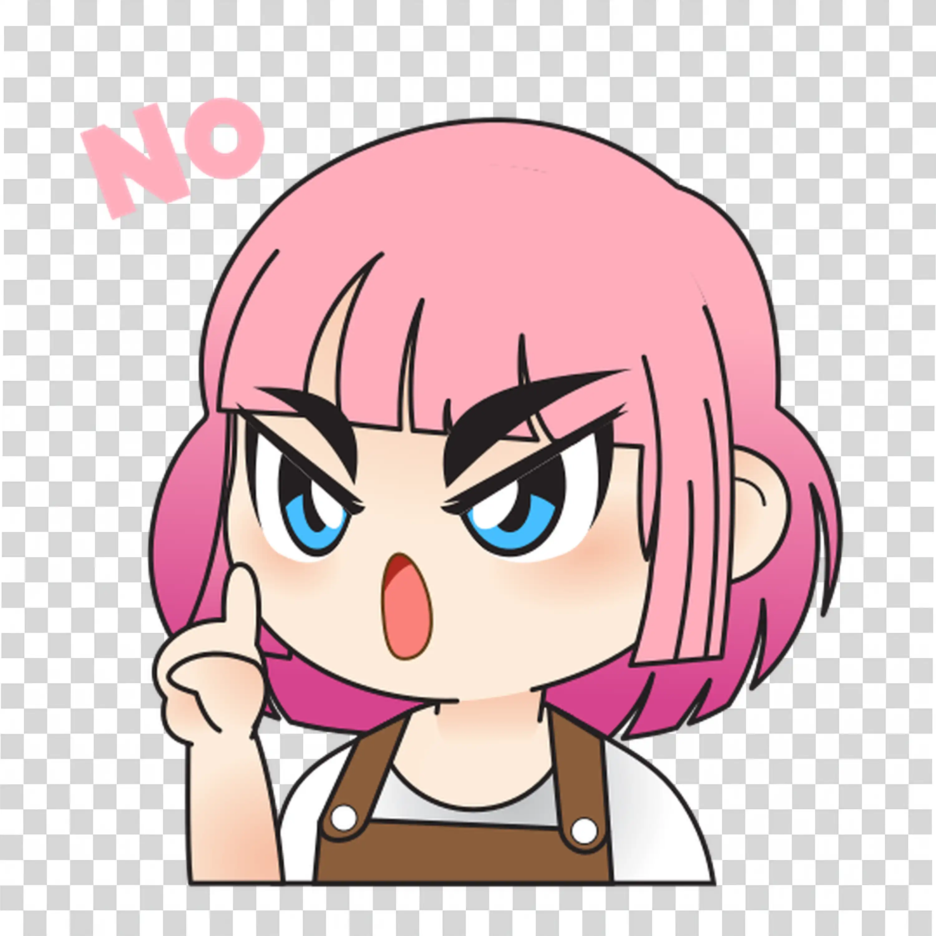 Angry Girl with Pink Hair Showing Determination free PNG
