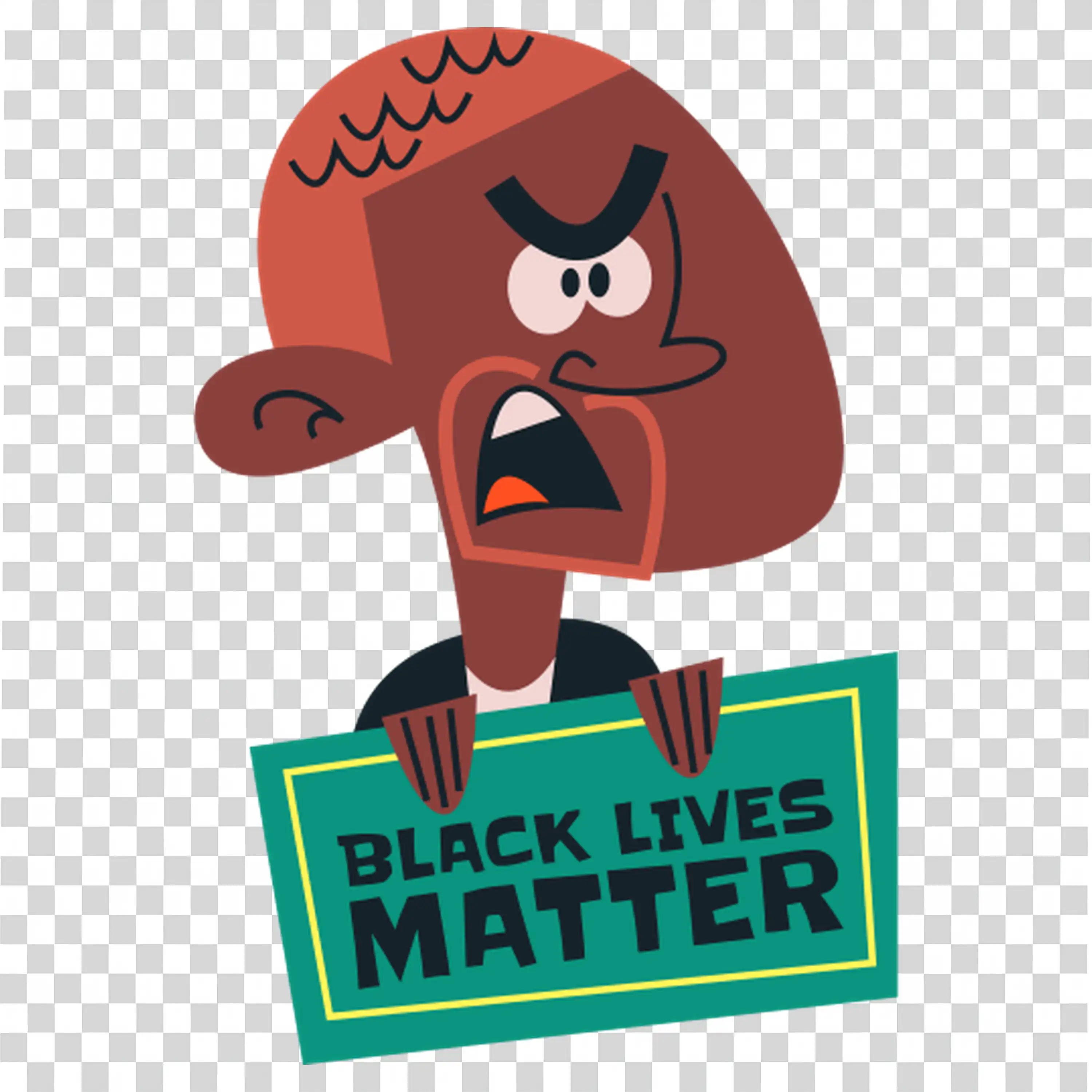 Angry protester holding black lives matter protest sign