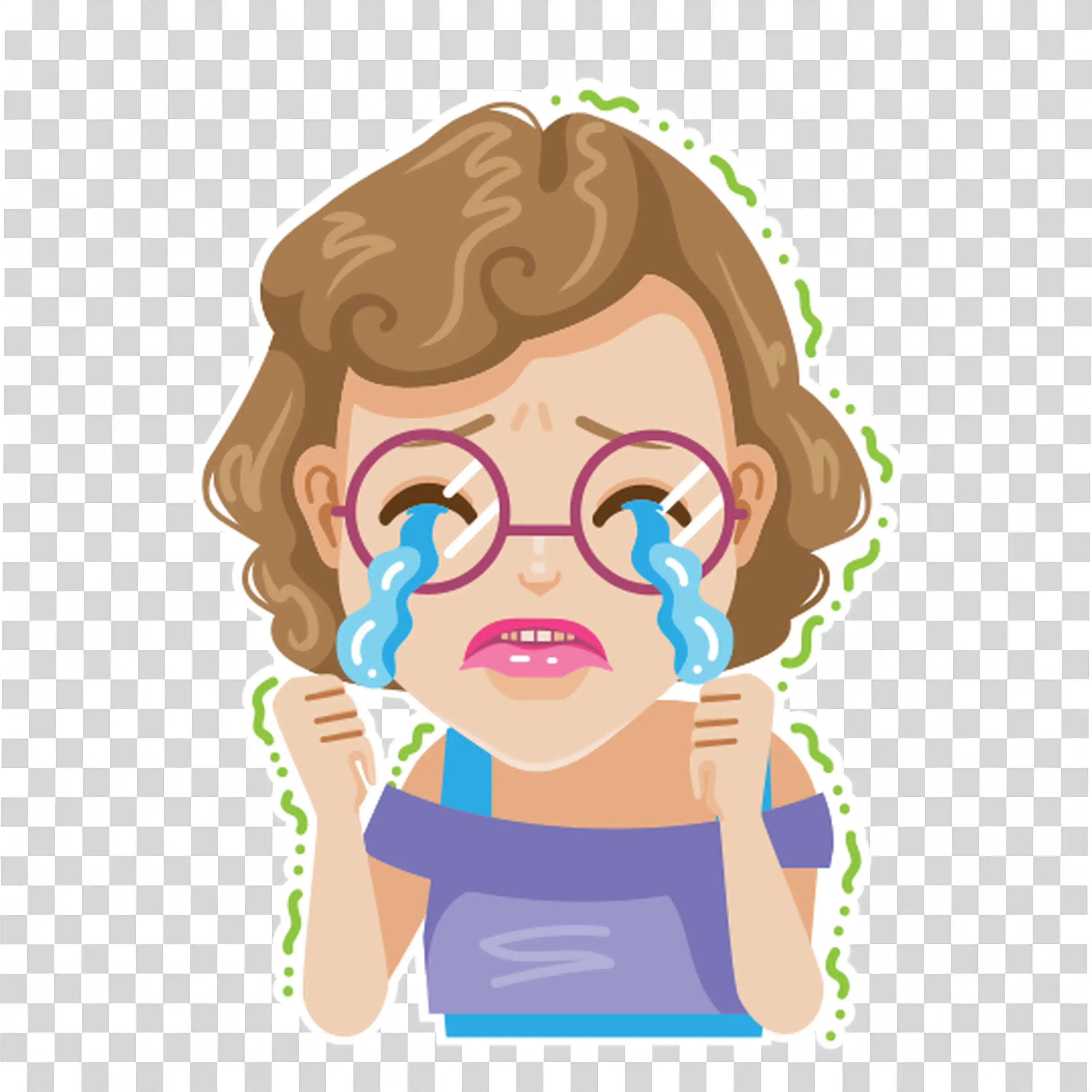 Animated girl with large glasses looking surprised