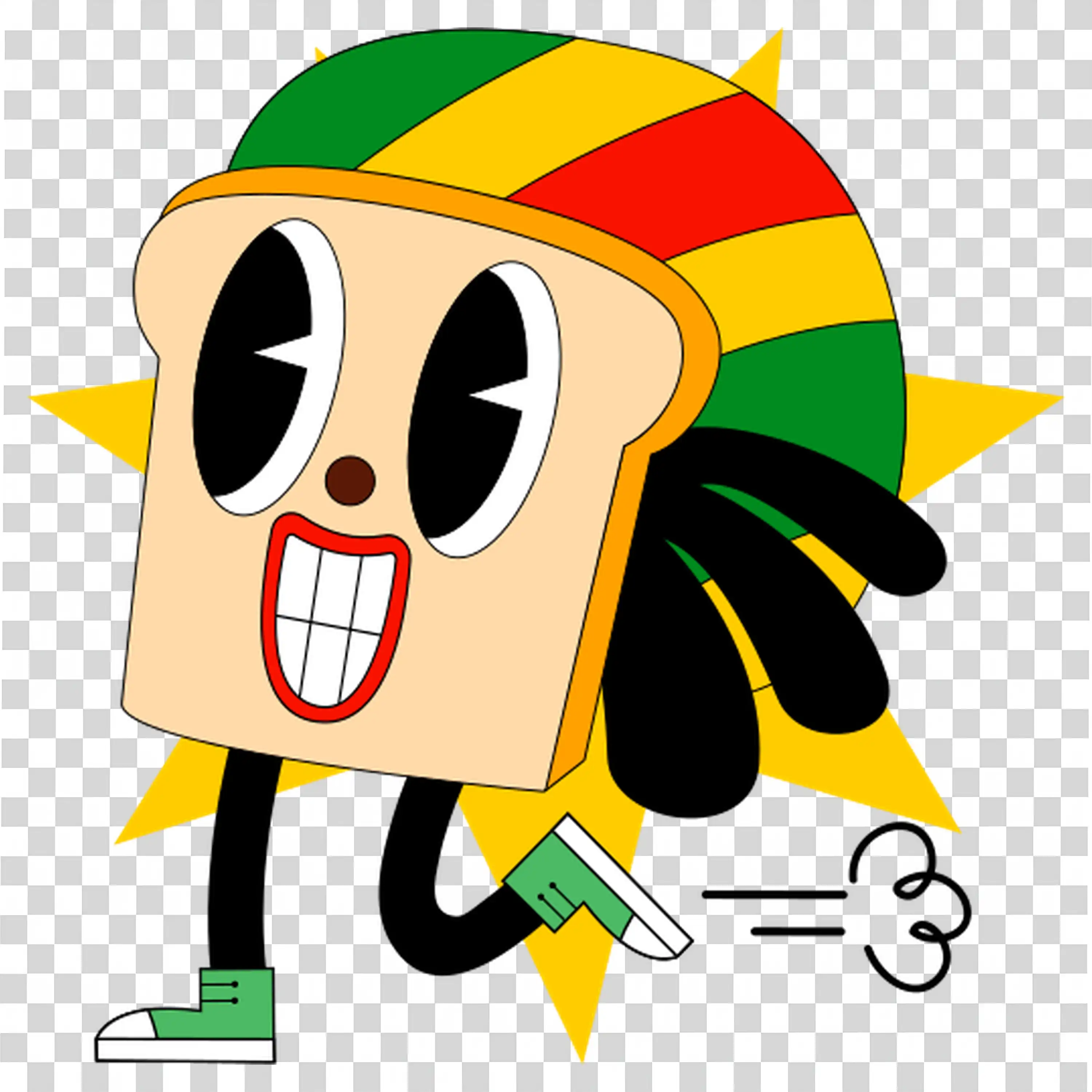 Animated person with fun hair and a playful gesture