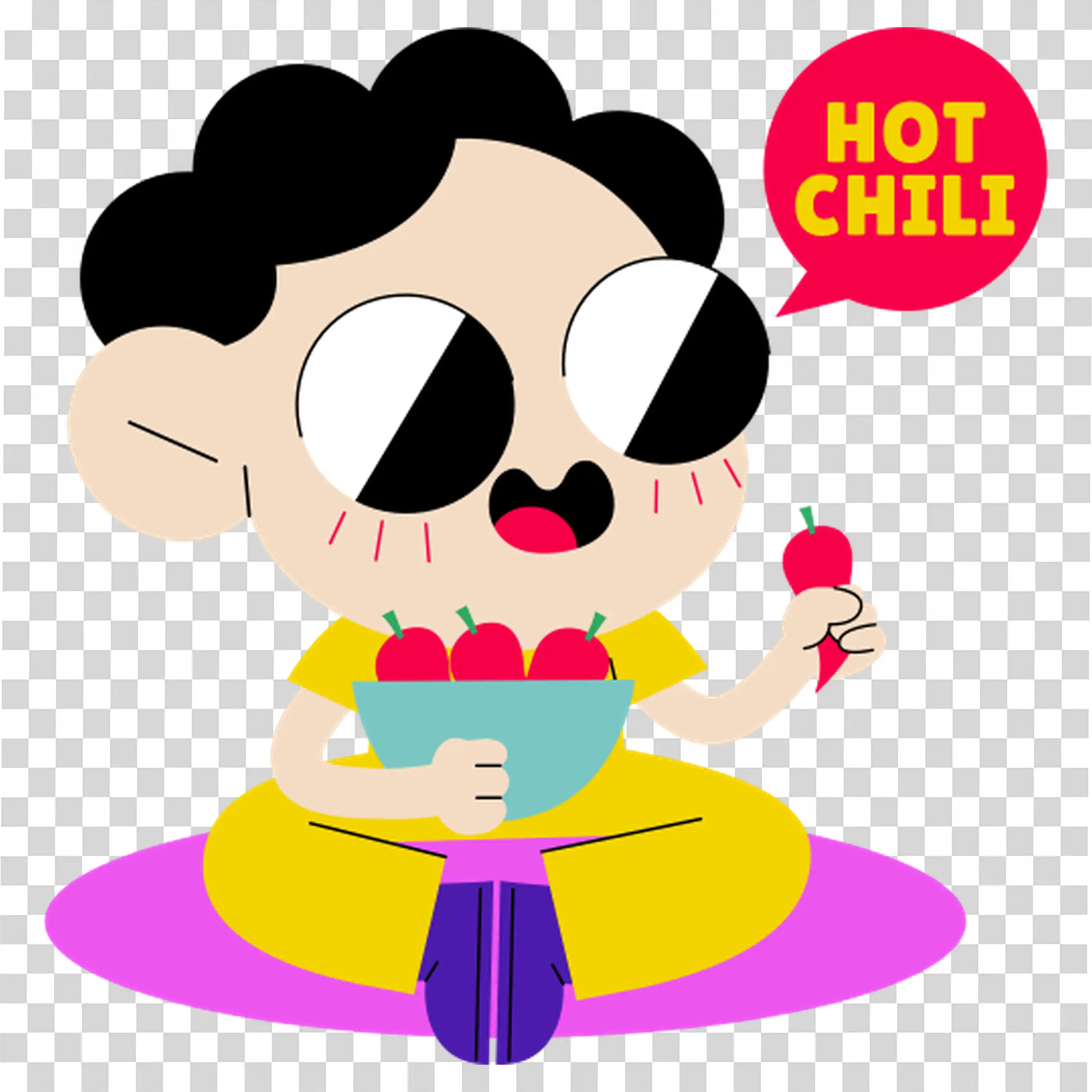 Animated Person with Hot Chili Expression of Surprise