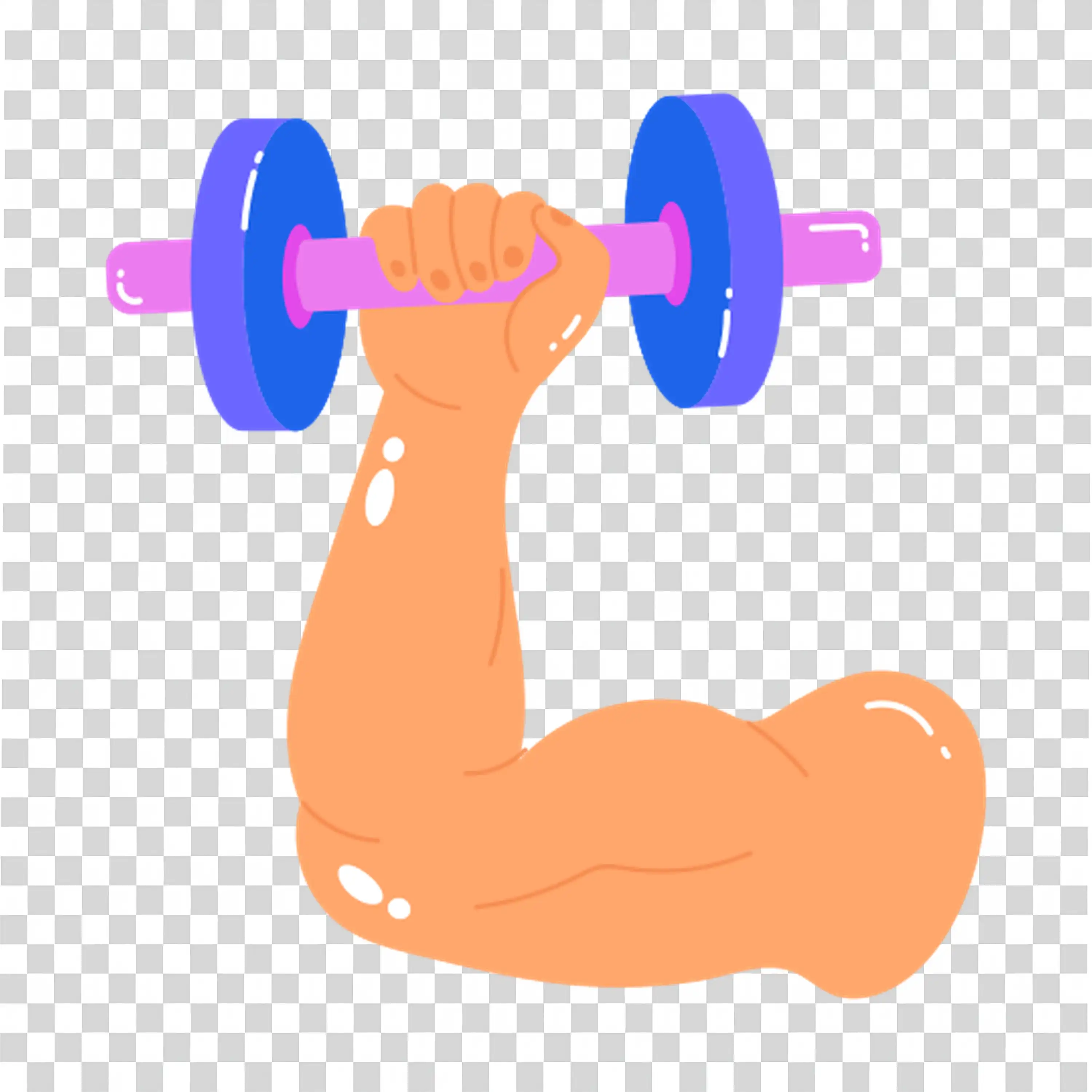 Arm Lifting Dumbbells in Fitness and Workout Pose PNG