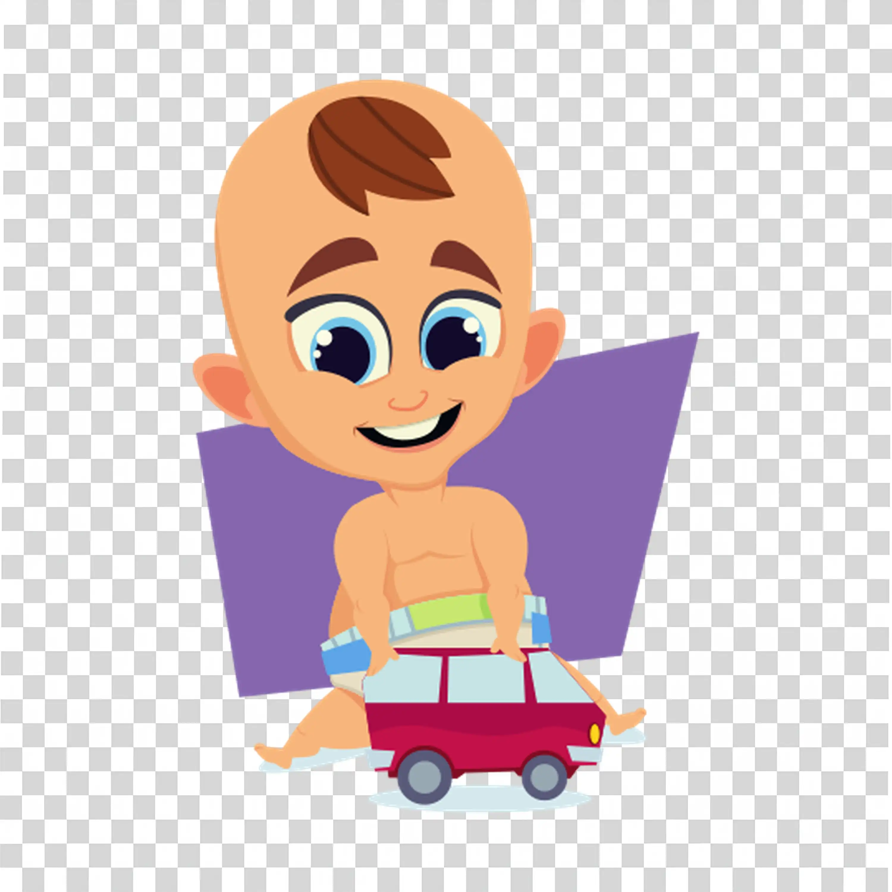 Baby Boy Holding Gift Box and Smiling Brightly free PNG