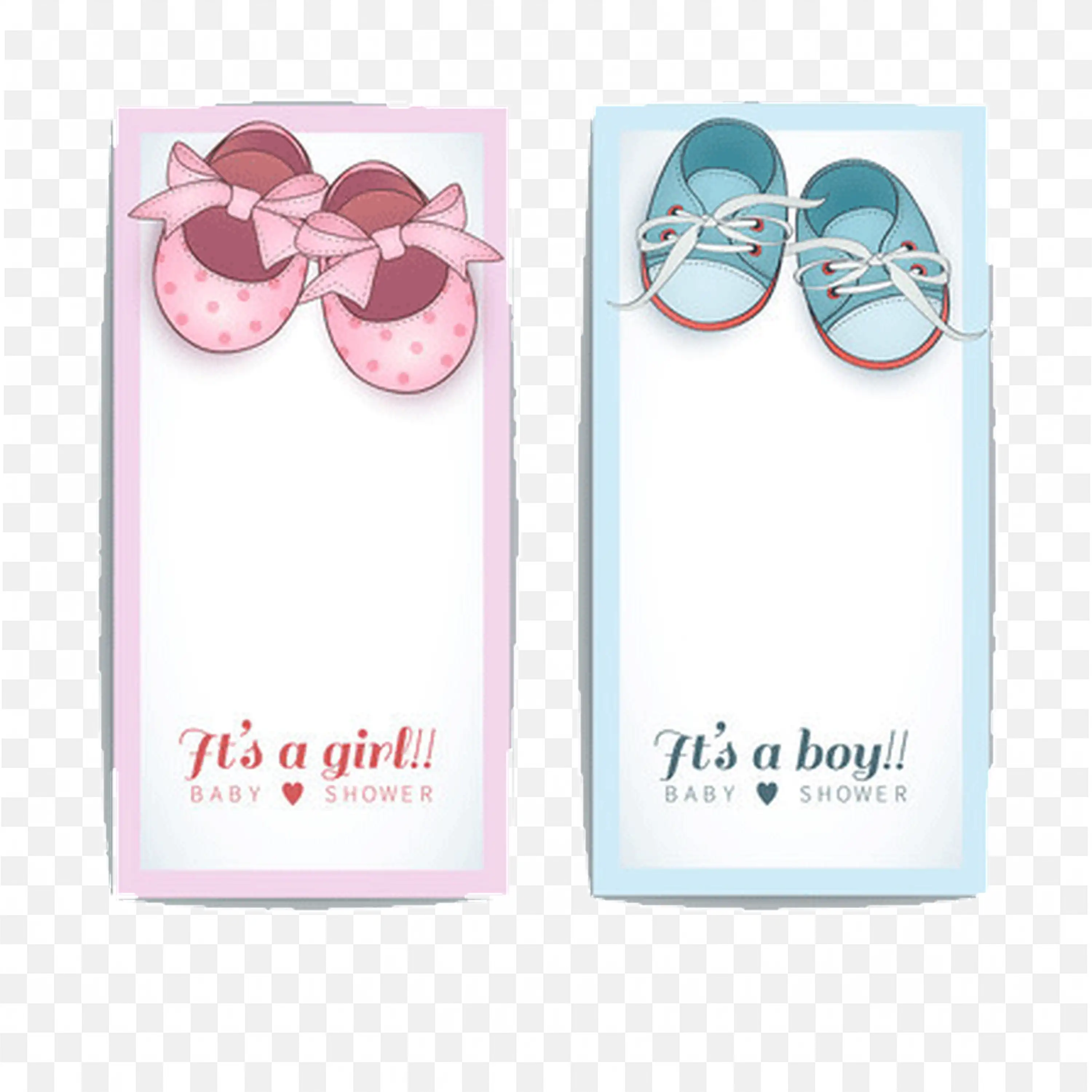 Baby Shower Invitations with Pink for Girl and Blue Boy PNG