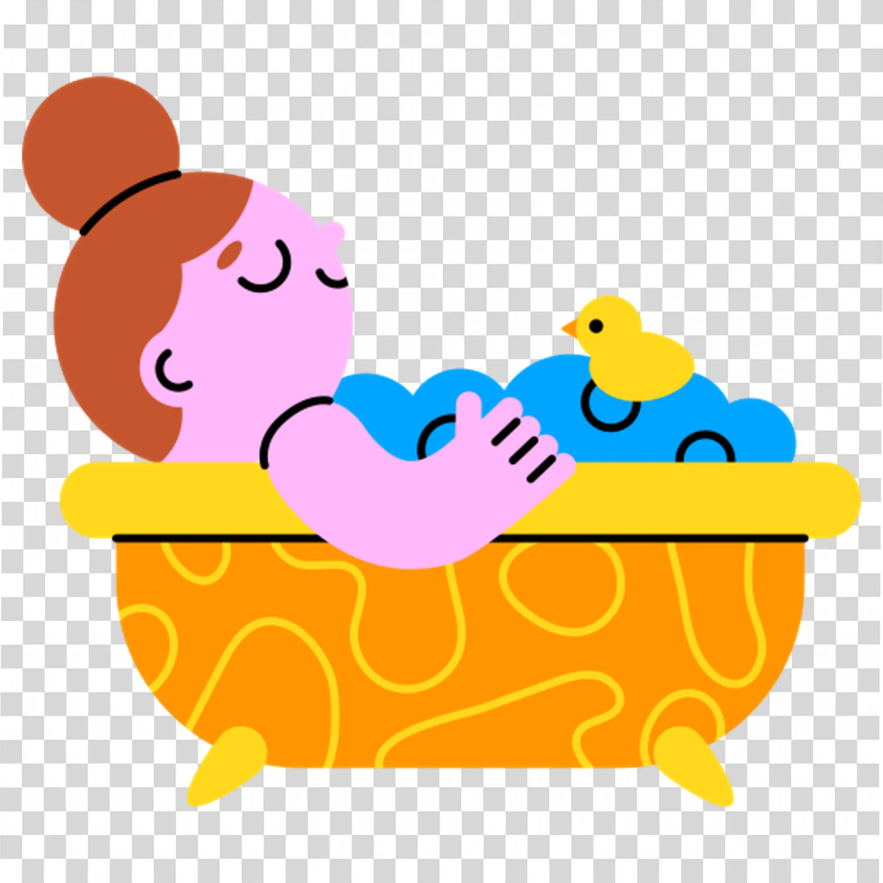 Baby Taking Bath in Tub Surrounded by Rubber Ducks