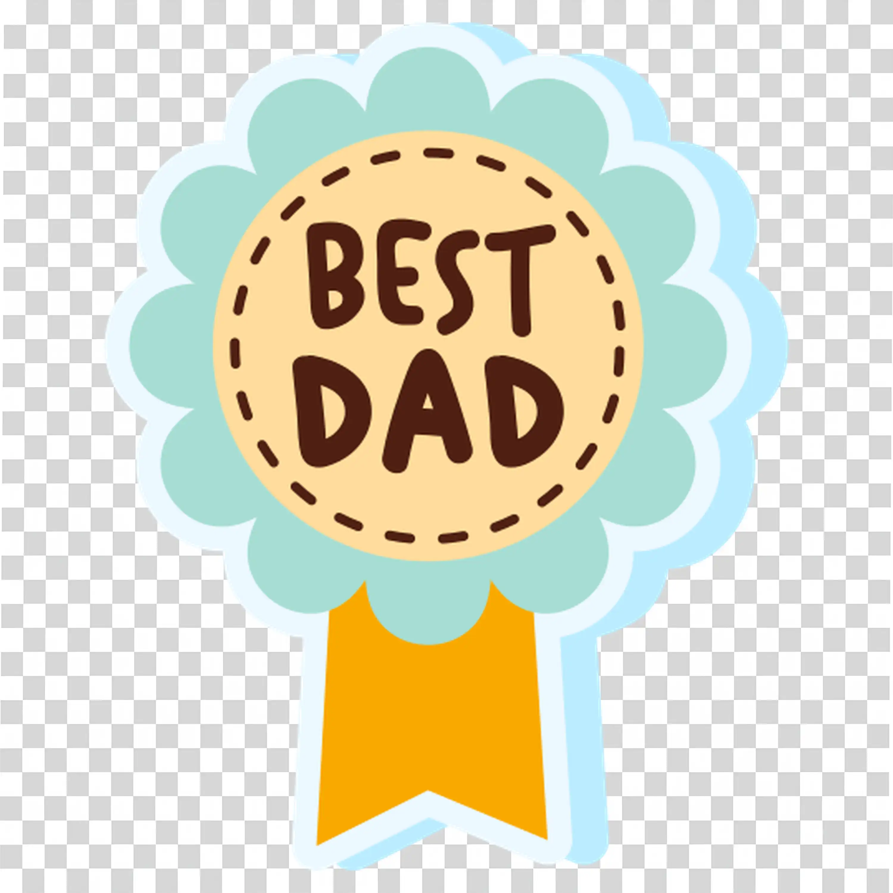 Best dad award ribbon with smiley face and golden edge