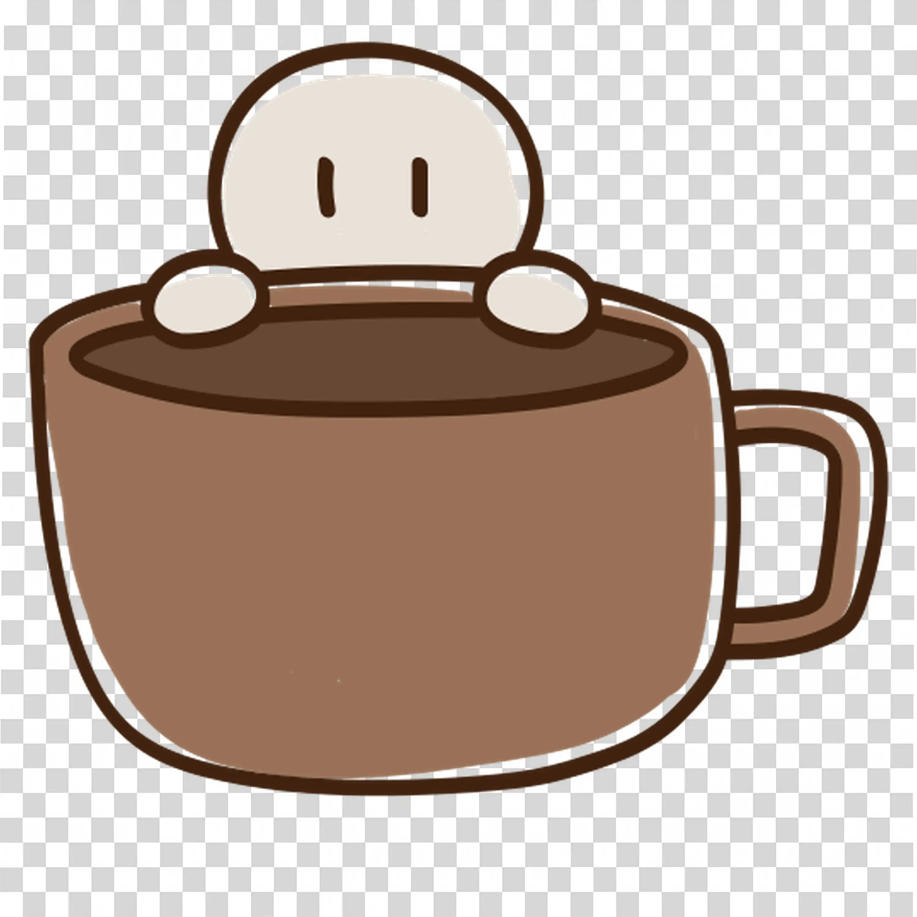 Big brown coffee cup with happy cartoon face PND download