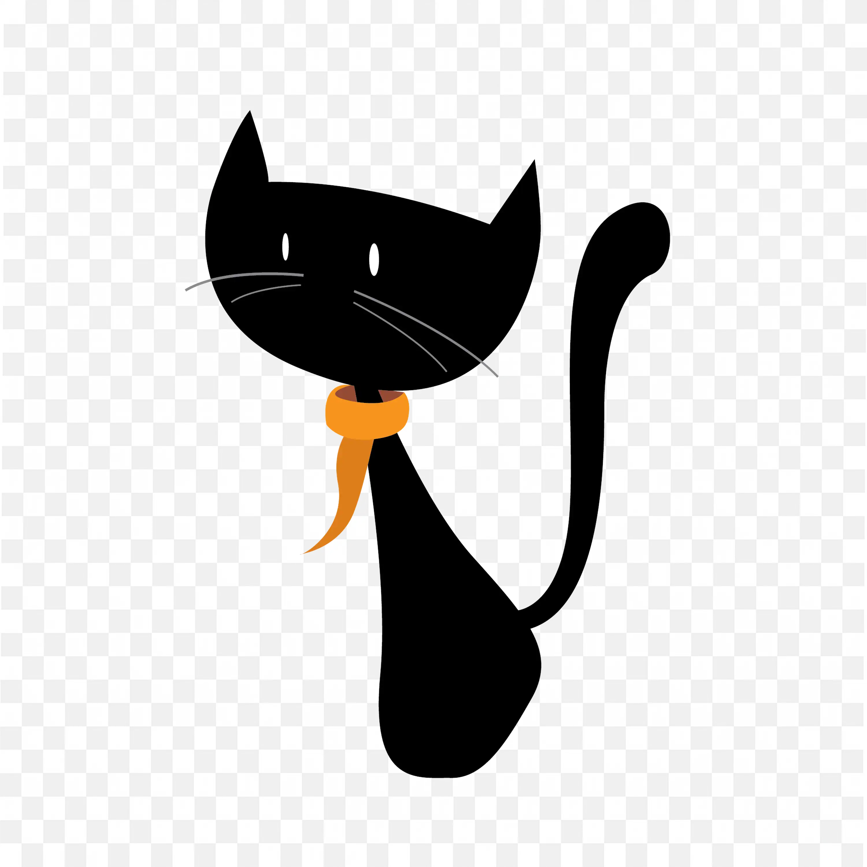 Black Cat with White Whiskers And Dot Eyes Free Png Image