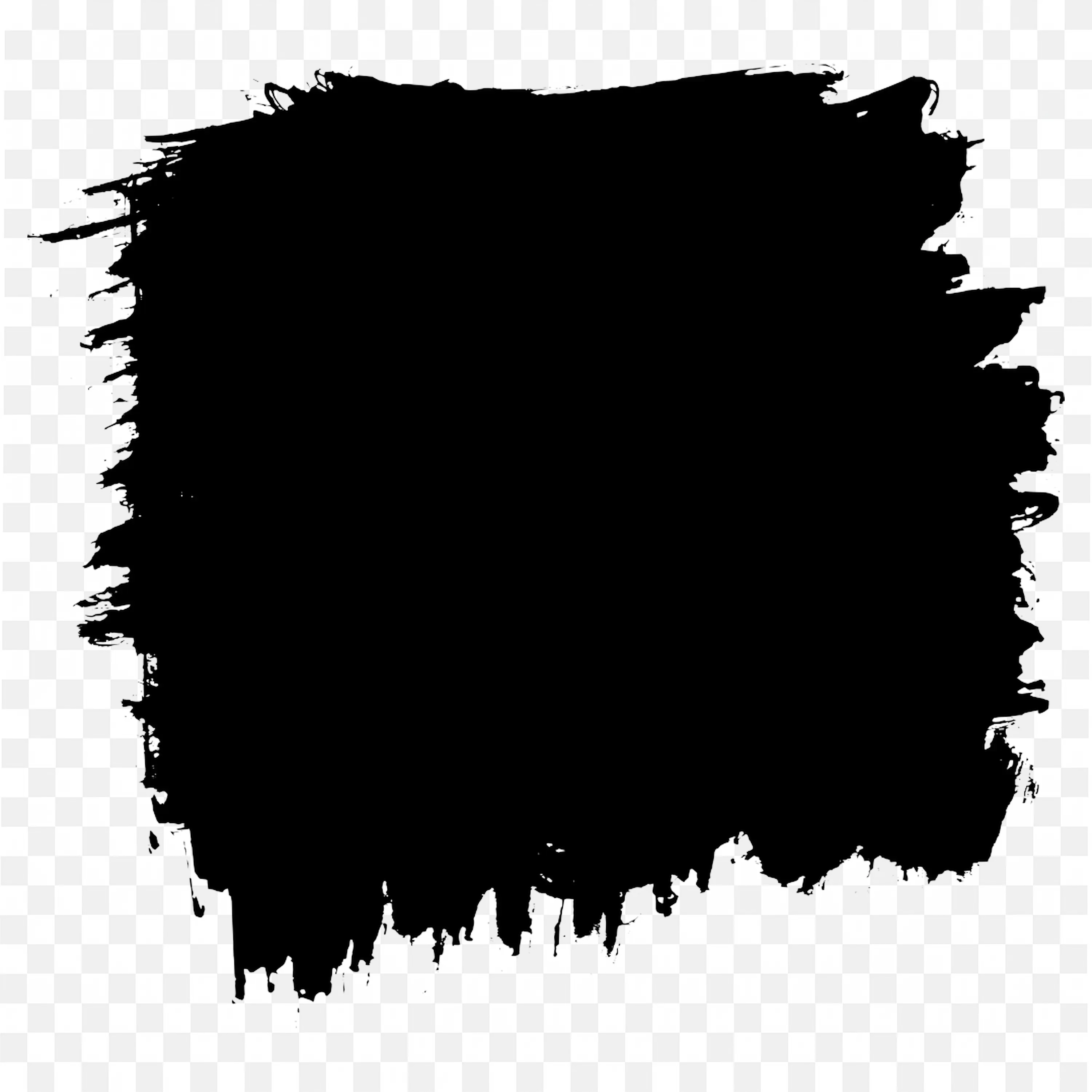 Black Ink Splatter Brush Mark on a Blank White Background