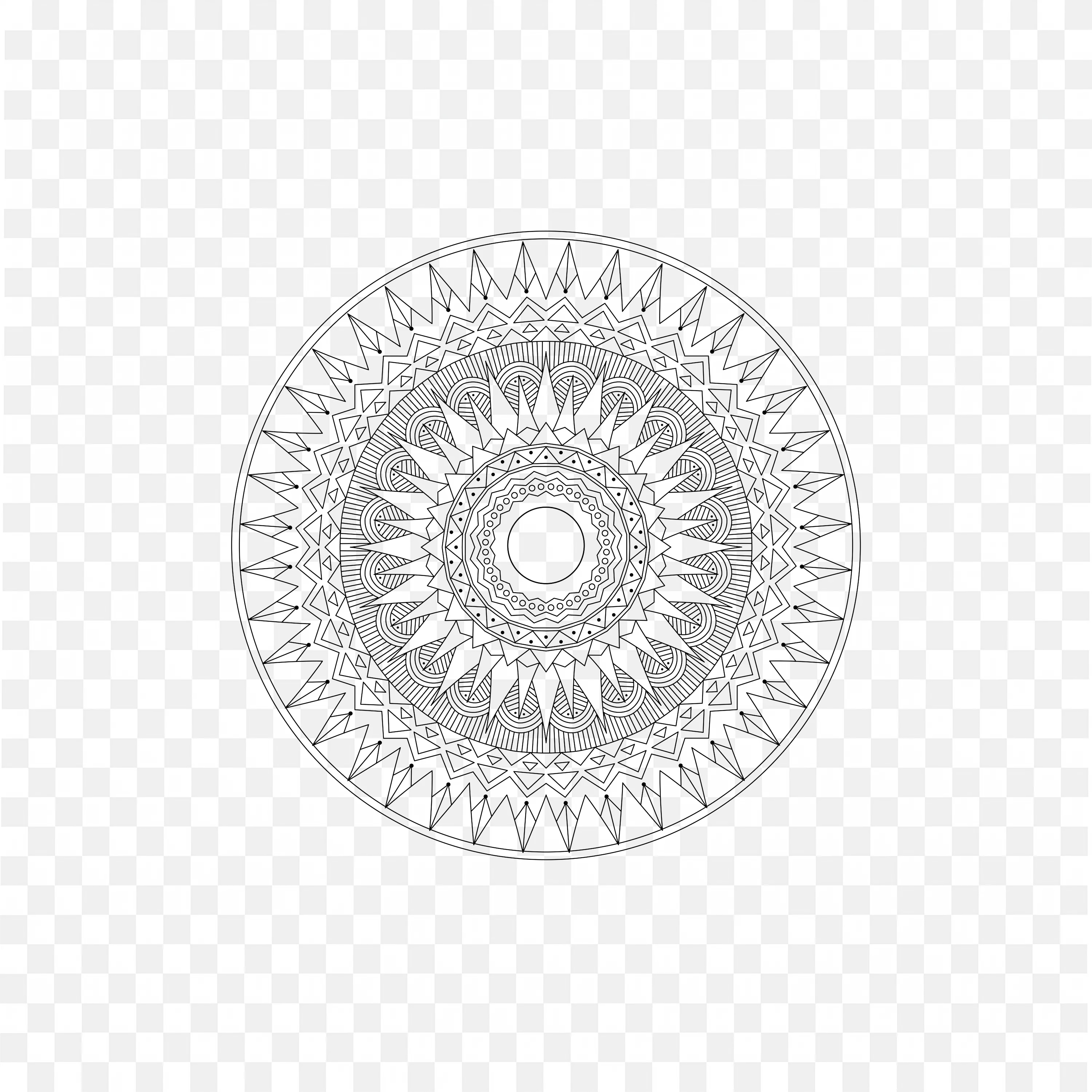 Black Mandala Pattern with Detailed Shapes Clip Art PNG