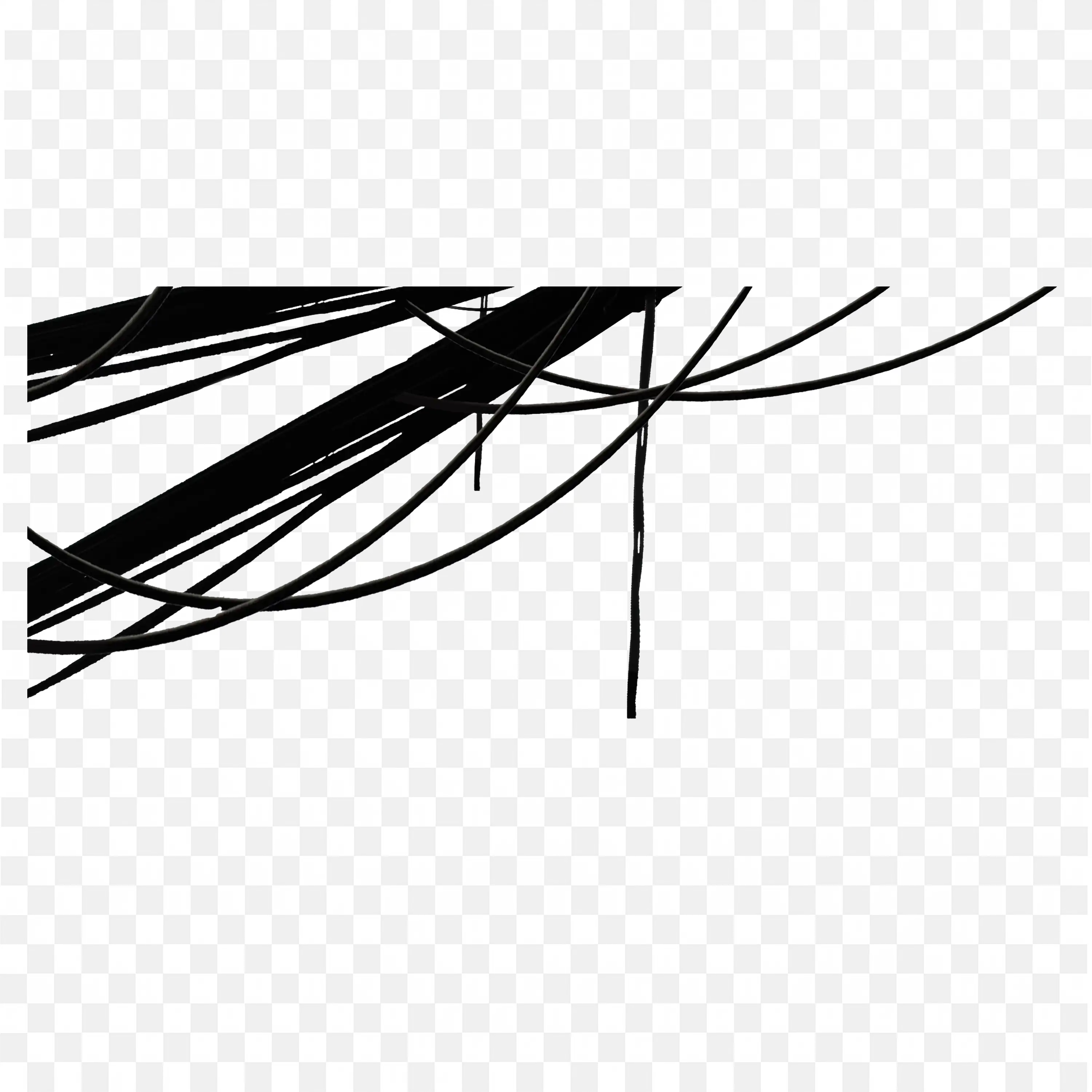 Black Tangled Cables on Transparent Background PNG