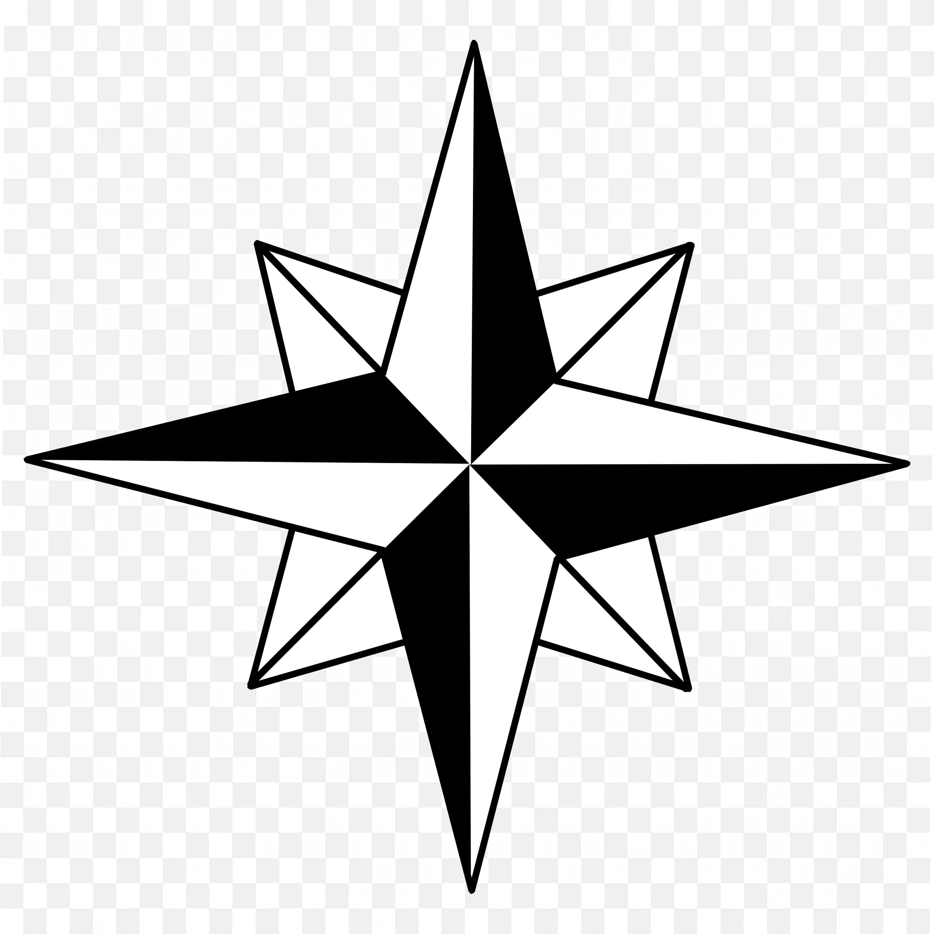 Black and White Compass Rose Star Free PNG Image Download