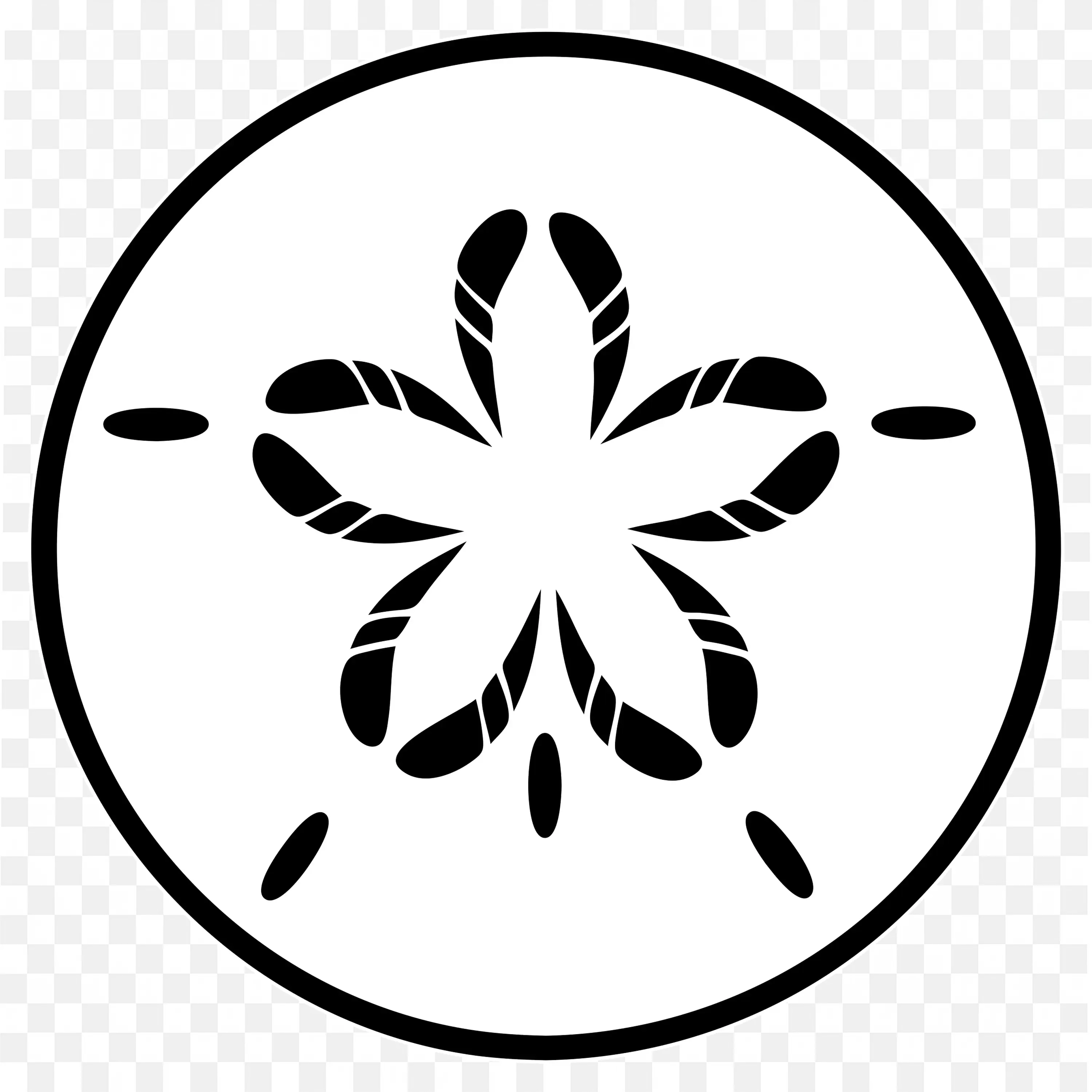 Black and White Sand Dollar Shell Artwork Design Free PNG
