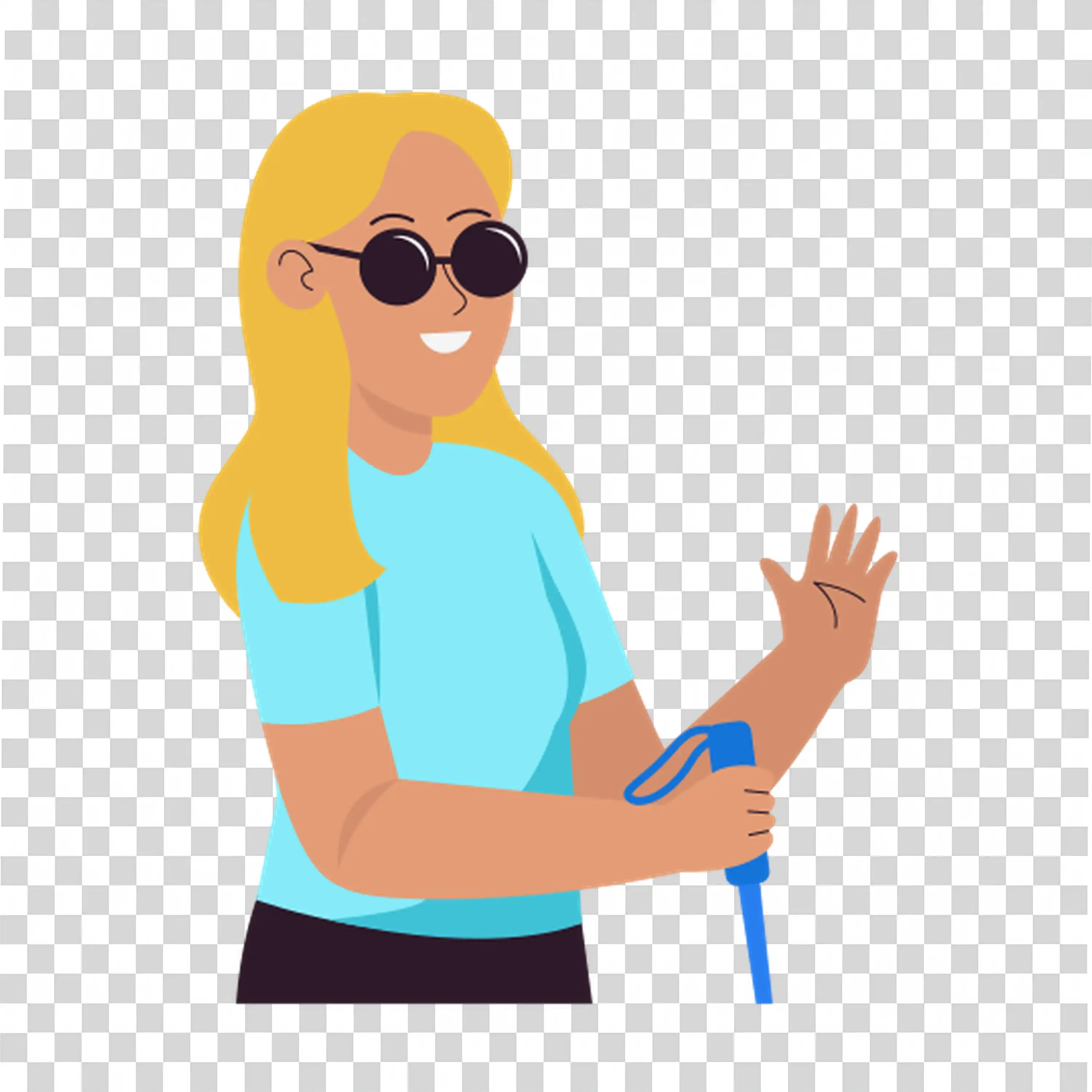 Blonde character in a chic outfit giving a thumbs up