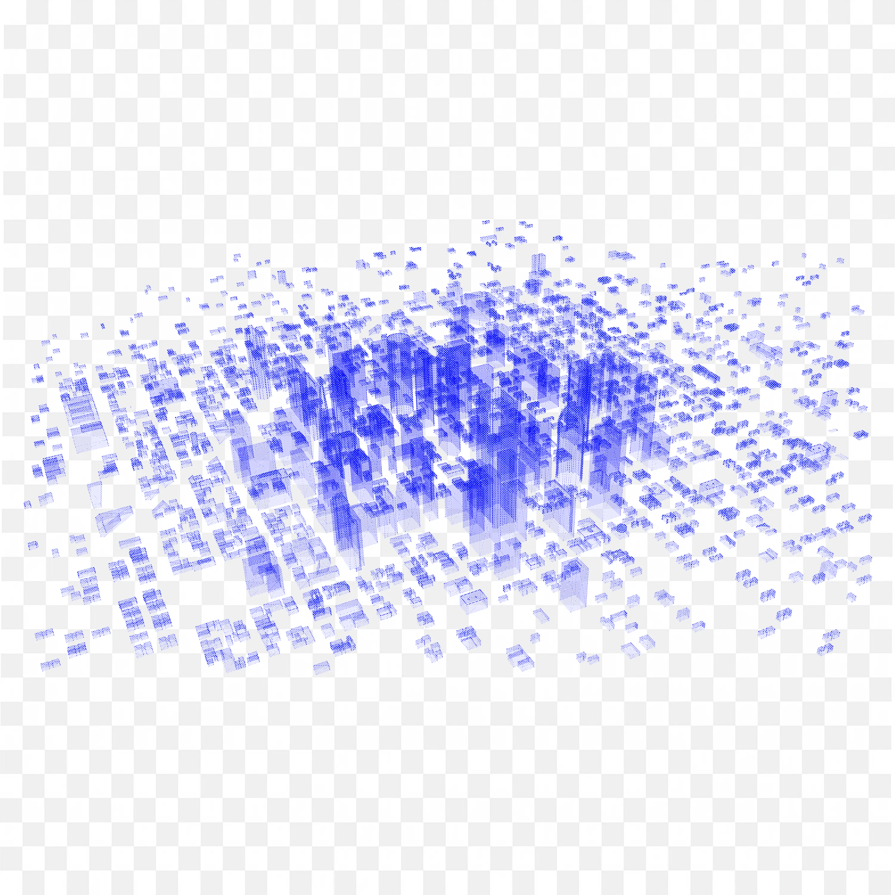 Blue 3D Cityscape with High Rise Buildings Hd PNG Download