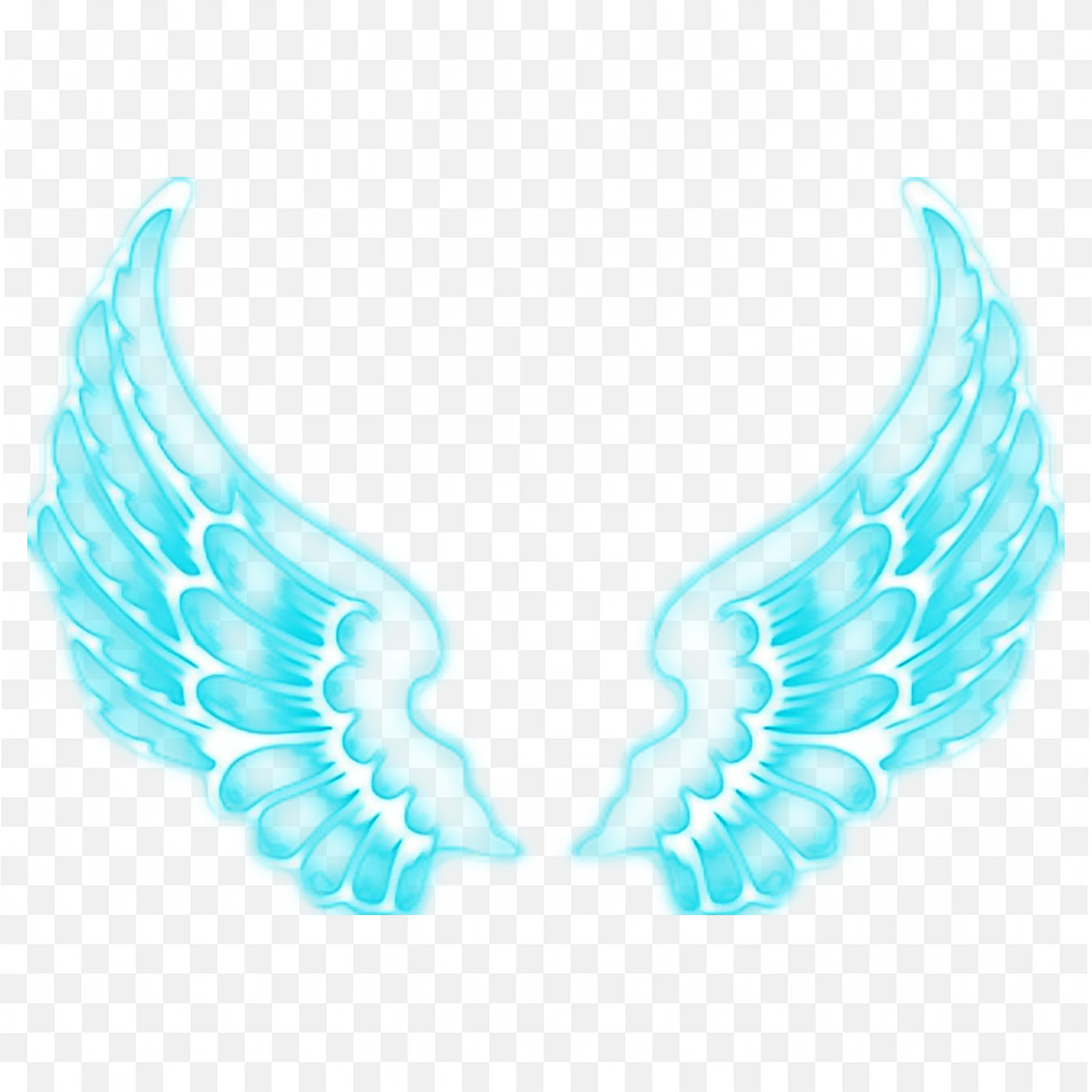 Blue Angel Wings with a Bright Glow Free PNG Image Download