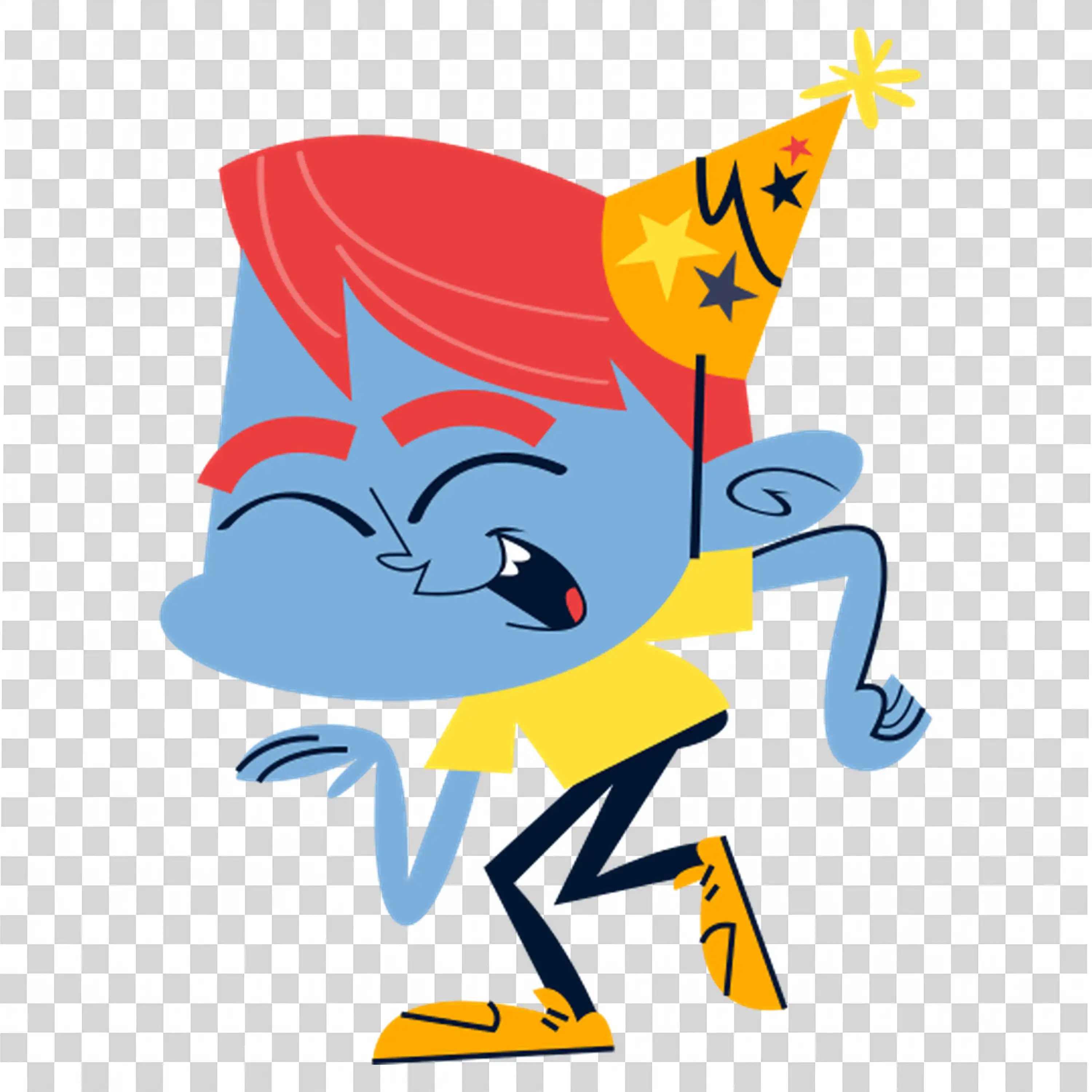 Blue elf dancing happily with closed eyes download PNG
