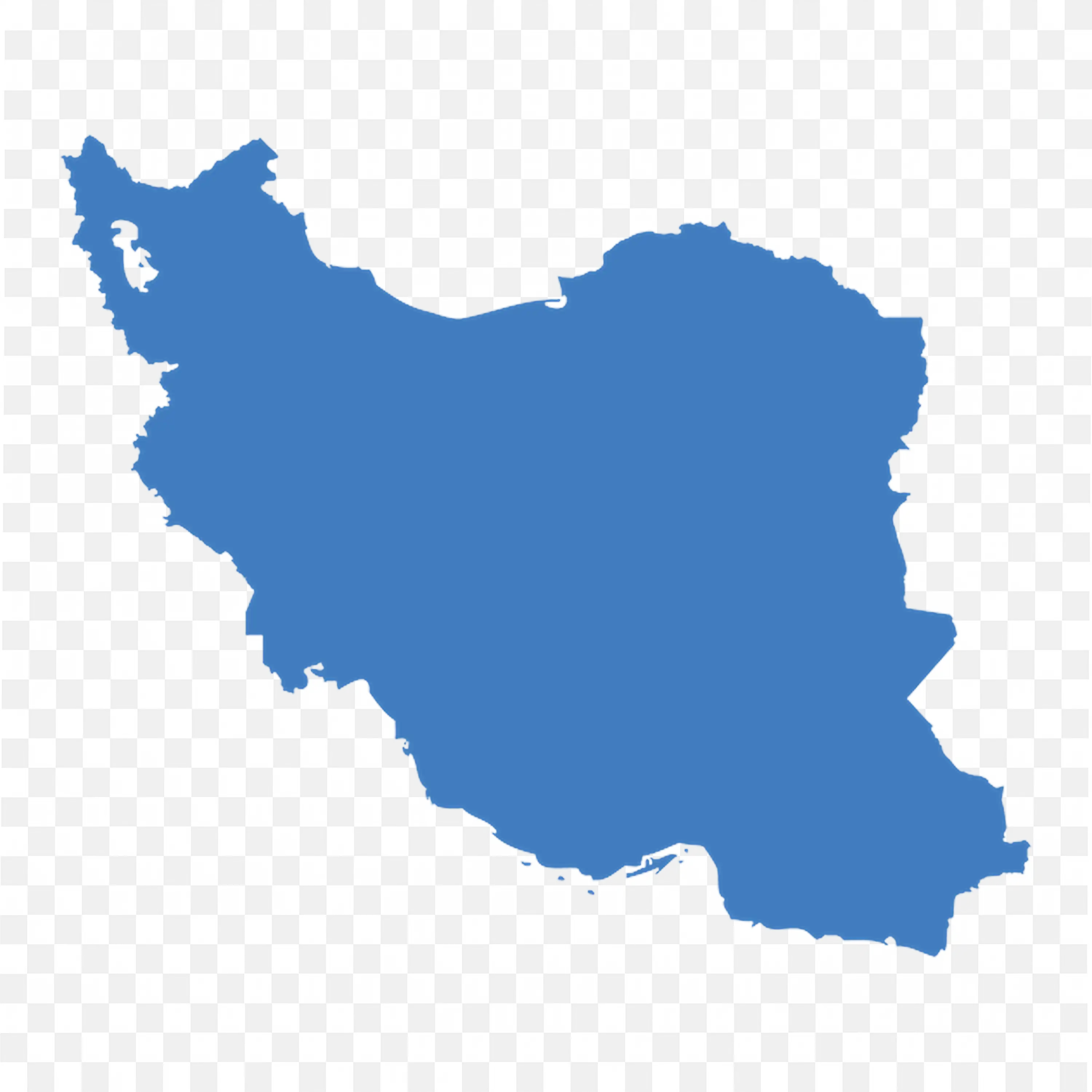 Blue Map Outline of Iran Country with Clear Borders PNG