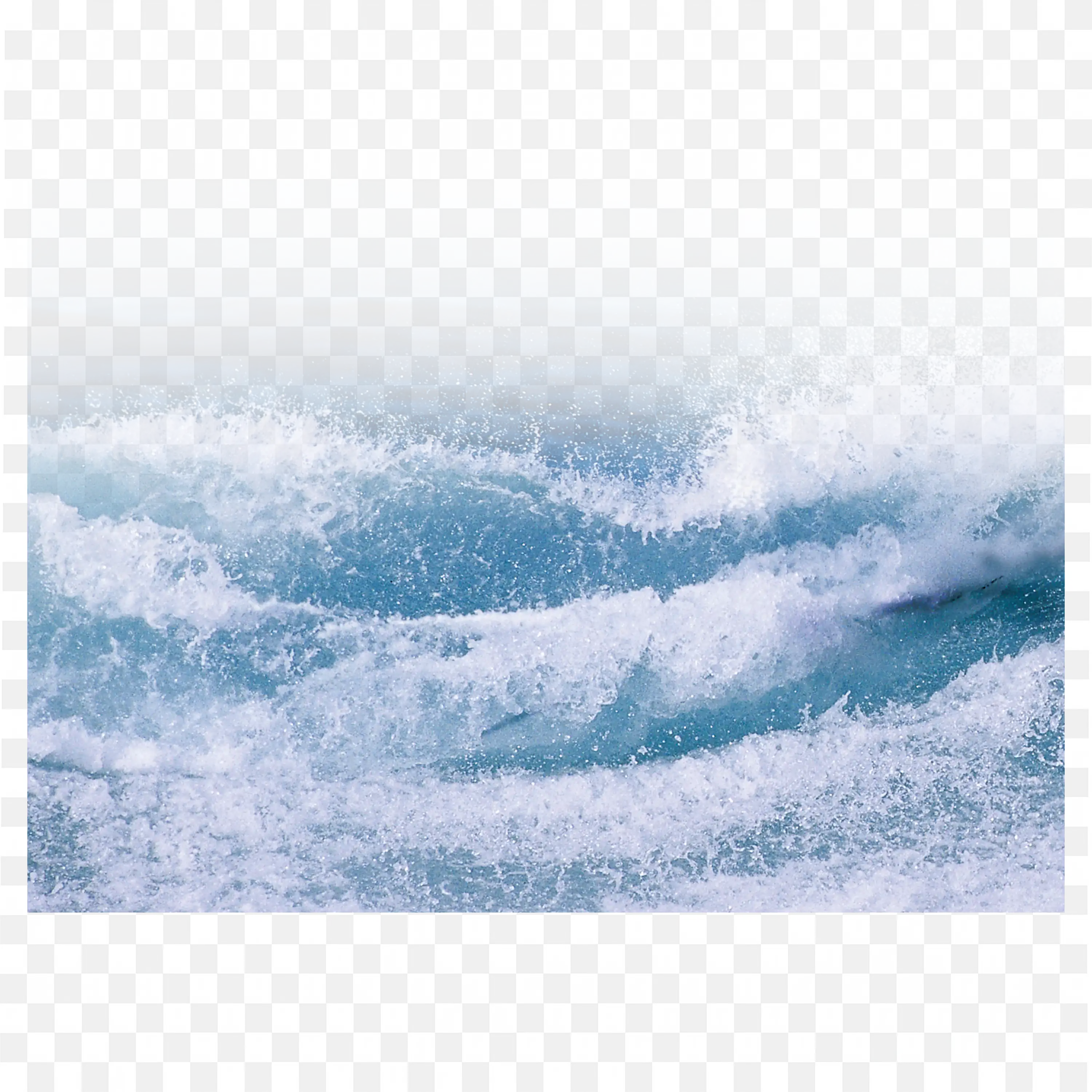 Blue Ocean Waves Crashing with White Foam Free PNG