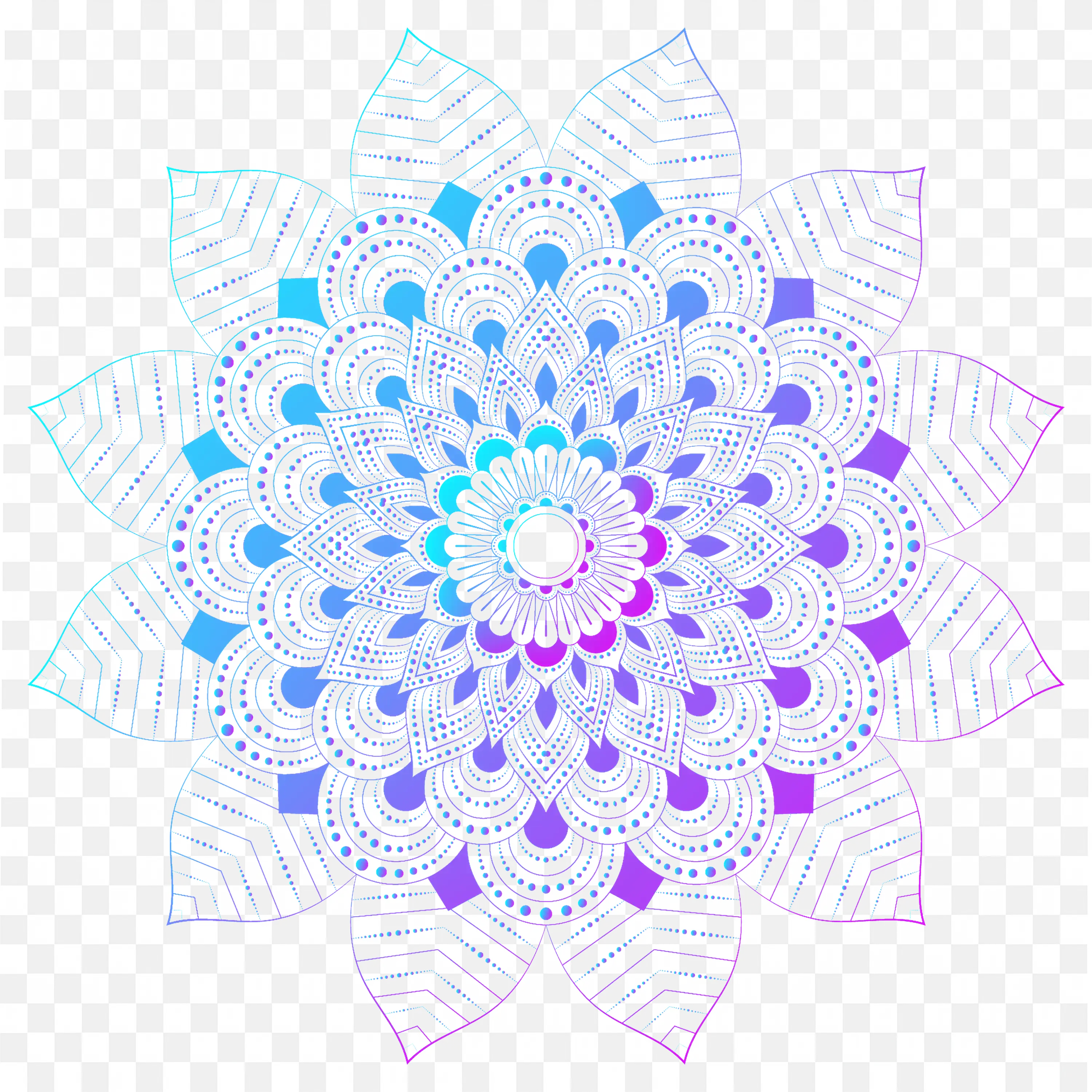 Blue and Purple Floral Mandala Design Pattern Free PNG