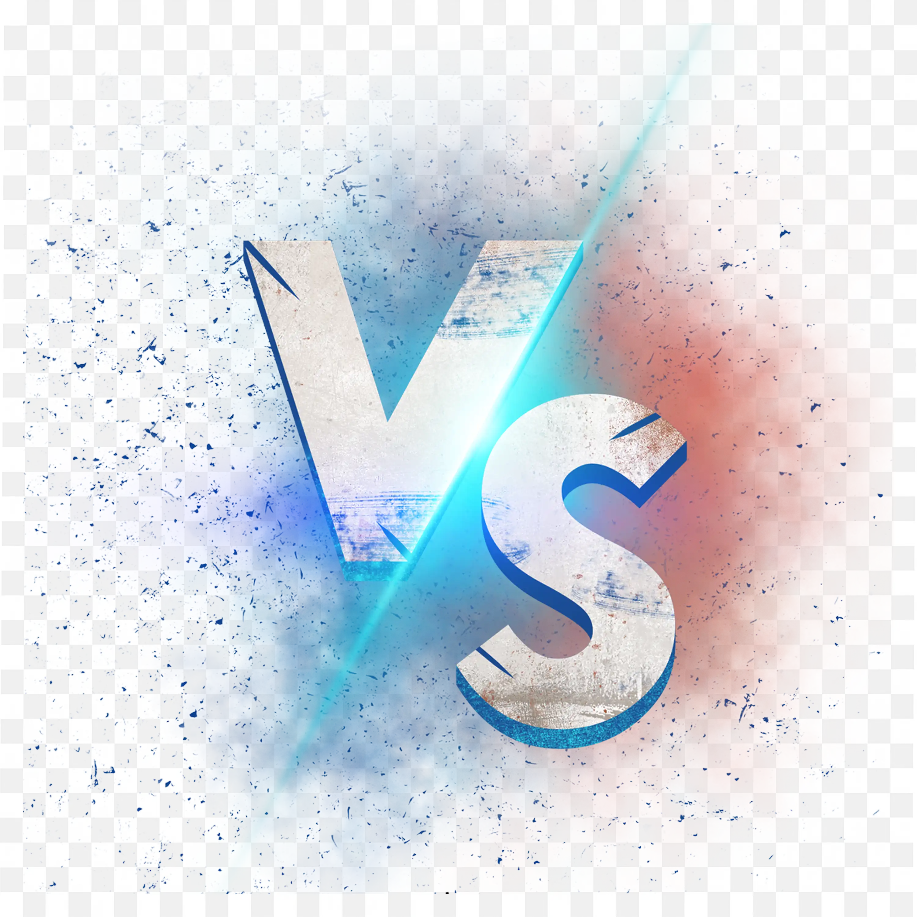 Blue and Red Vs Letters with a Dramatic Paint Splash PNG