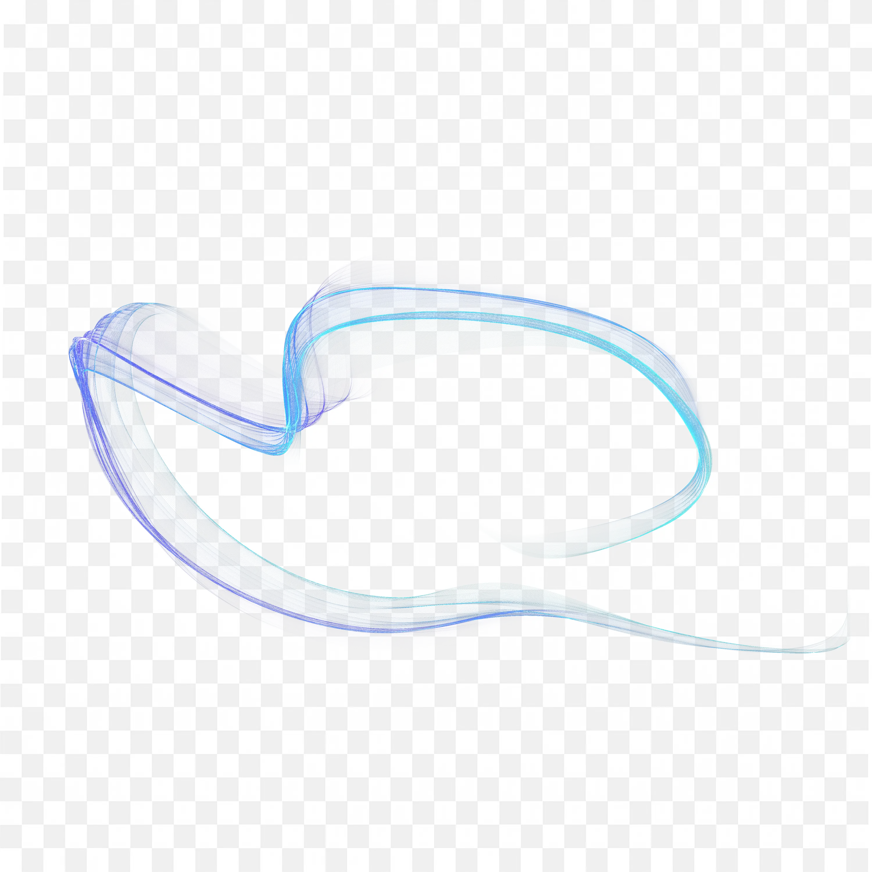 Blue Swirling Ribbon Art in Fluid Transparent Motion PNG