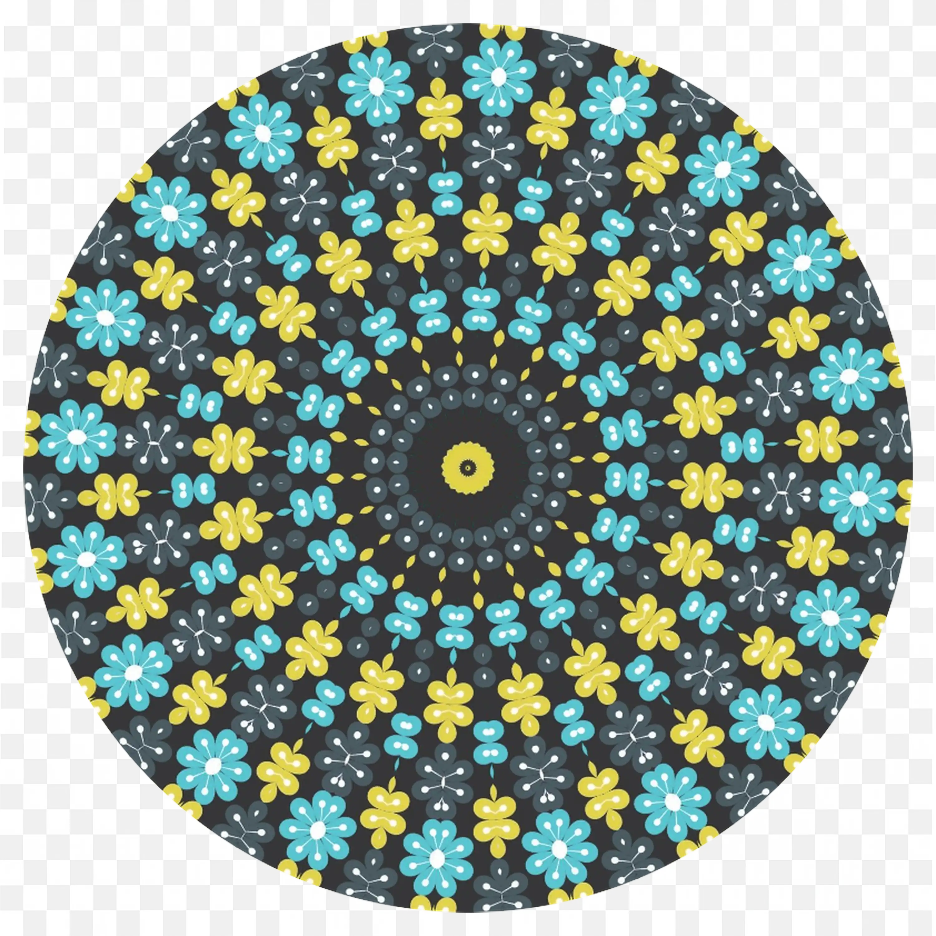 Blue and Yellow Flower Pattern Mandala Clip Art Free PNG