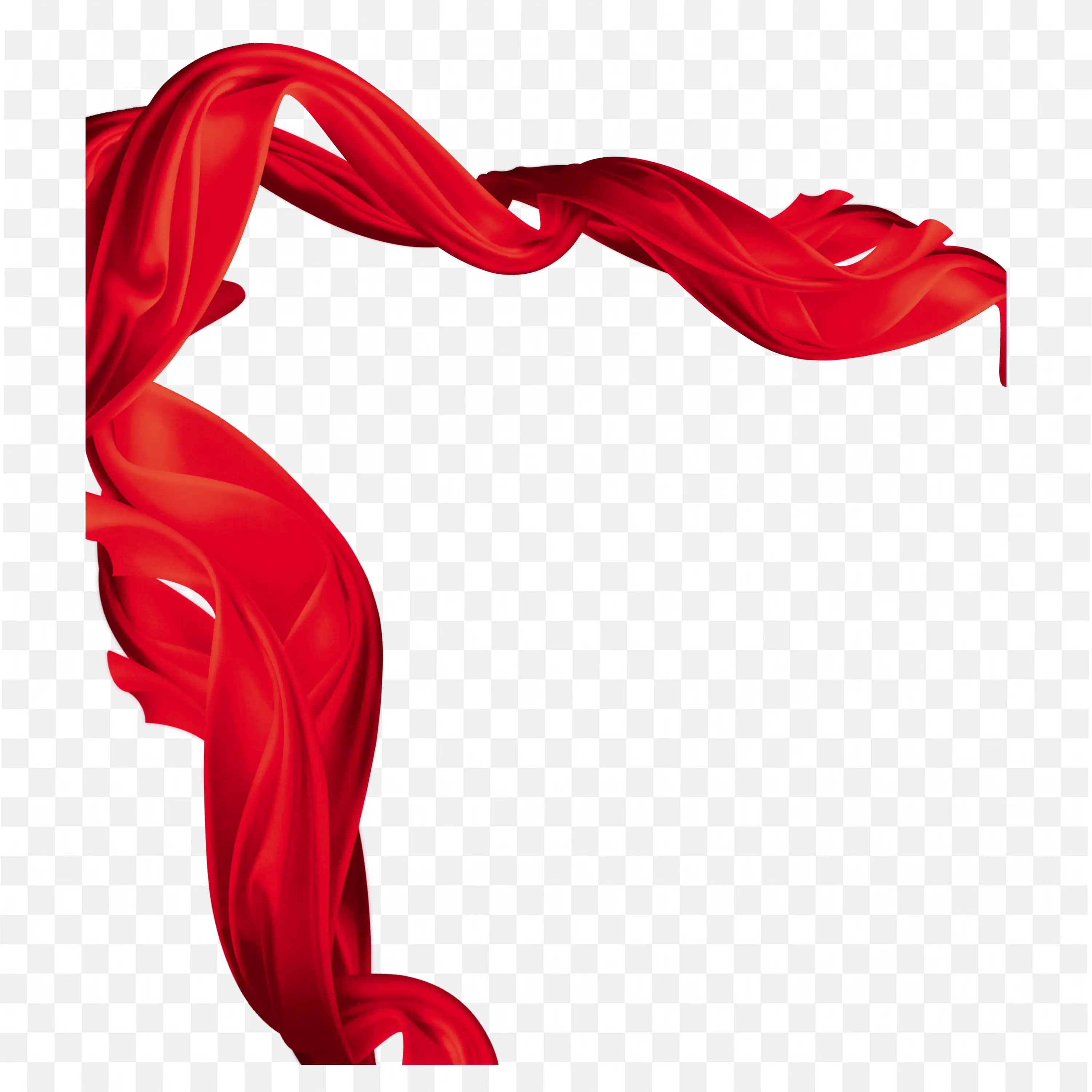 Bold Red Silk Fabric Twisting on White Background Free PNG