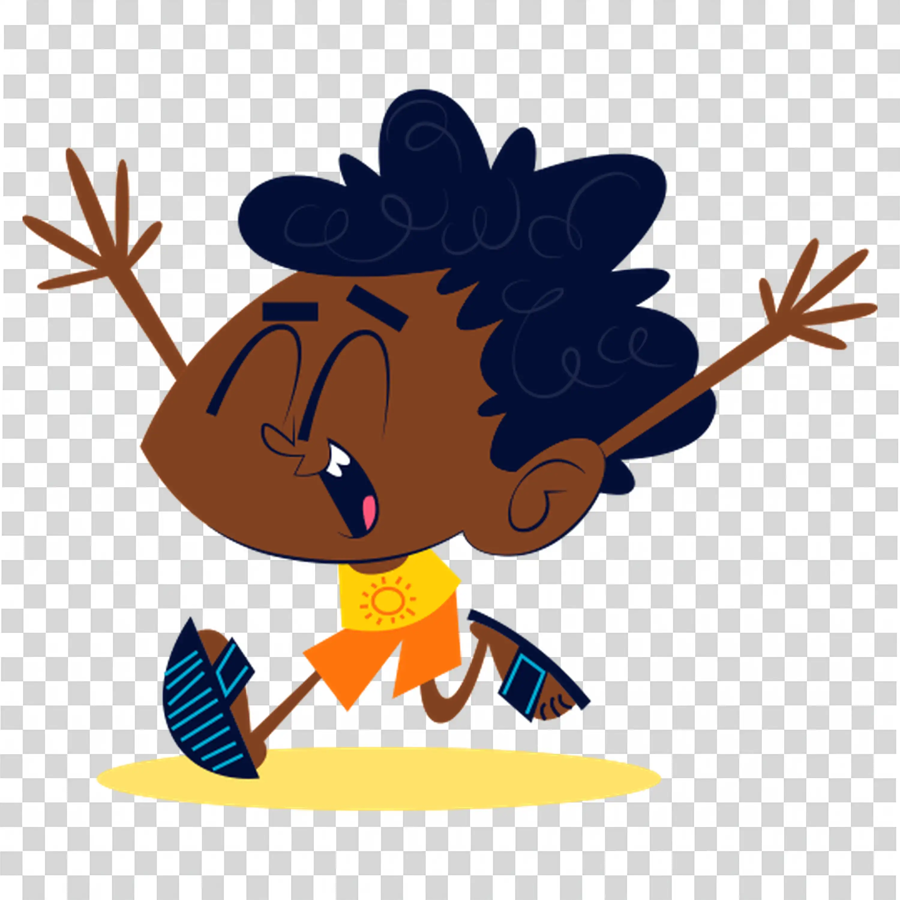 Boy dancing with cool hairstyle and expressive motion