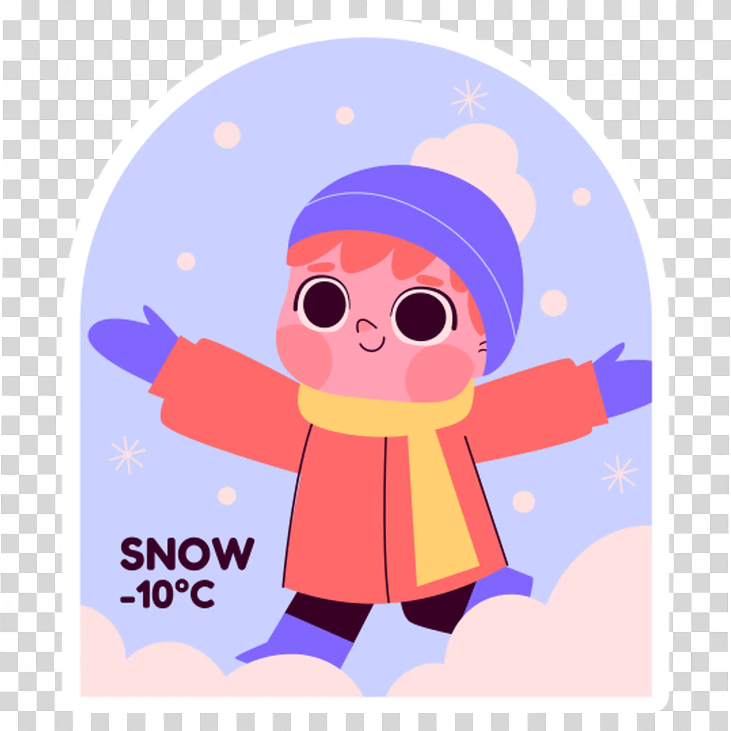 Boy in red scarf enjoying snow during cheerful winter day