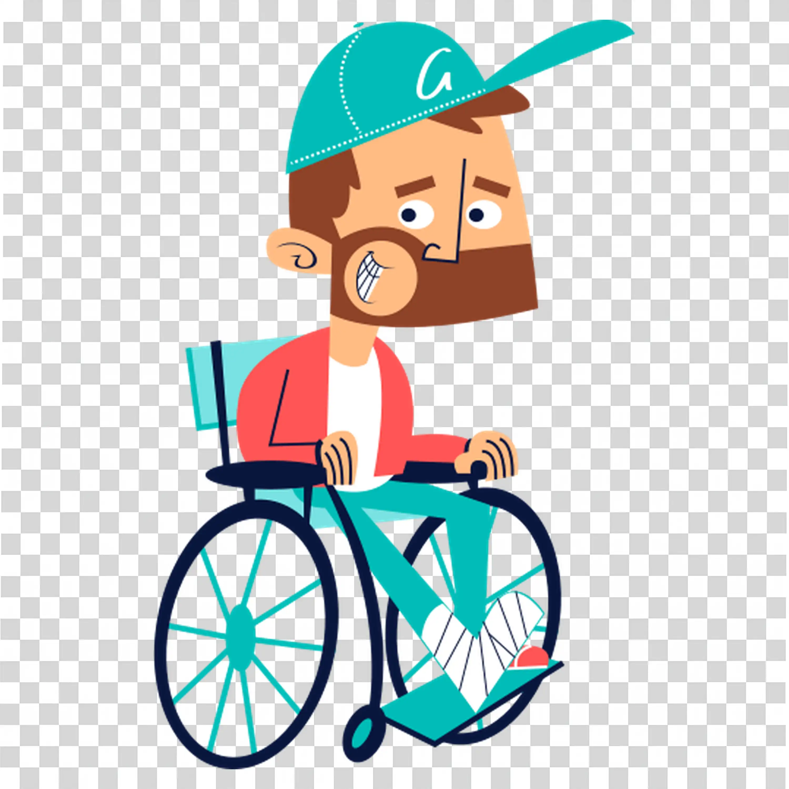 Boy in wheelchair waving and smiling confidently PNG