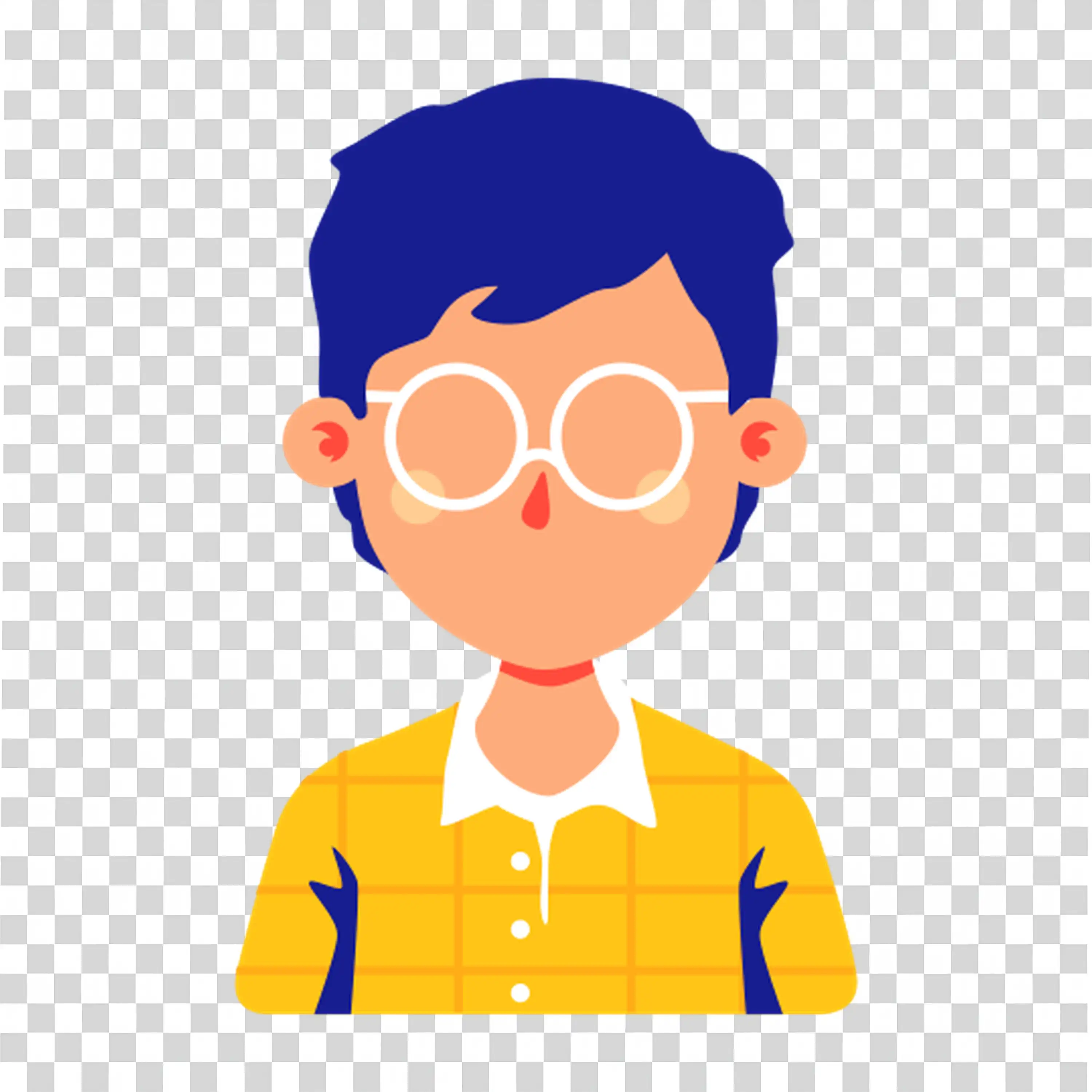 Boy In Yellow Sweater With Round Orange Glasses PNG