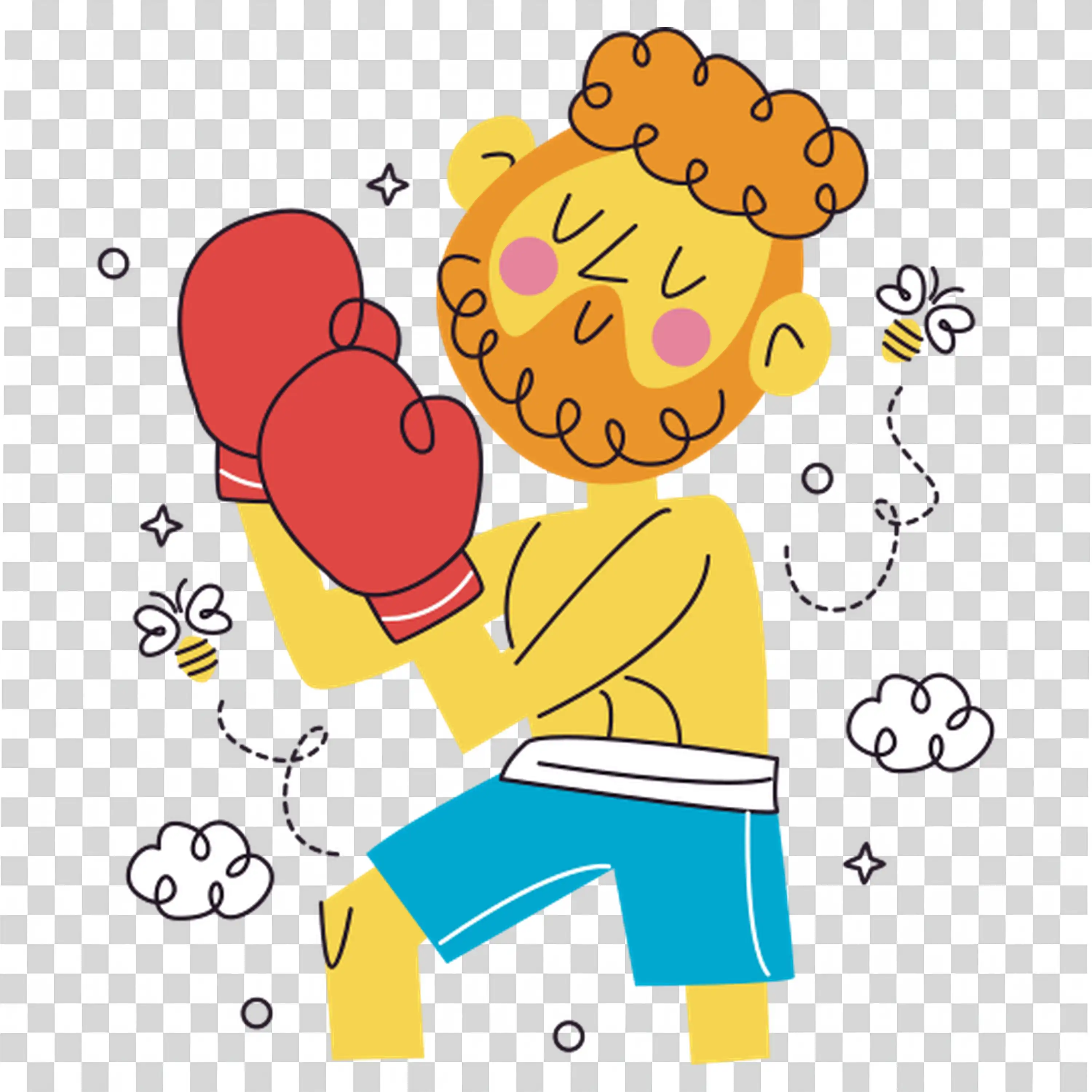 Boy sneezing or blowing nose with cold symptoms PNG
