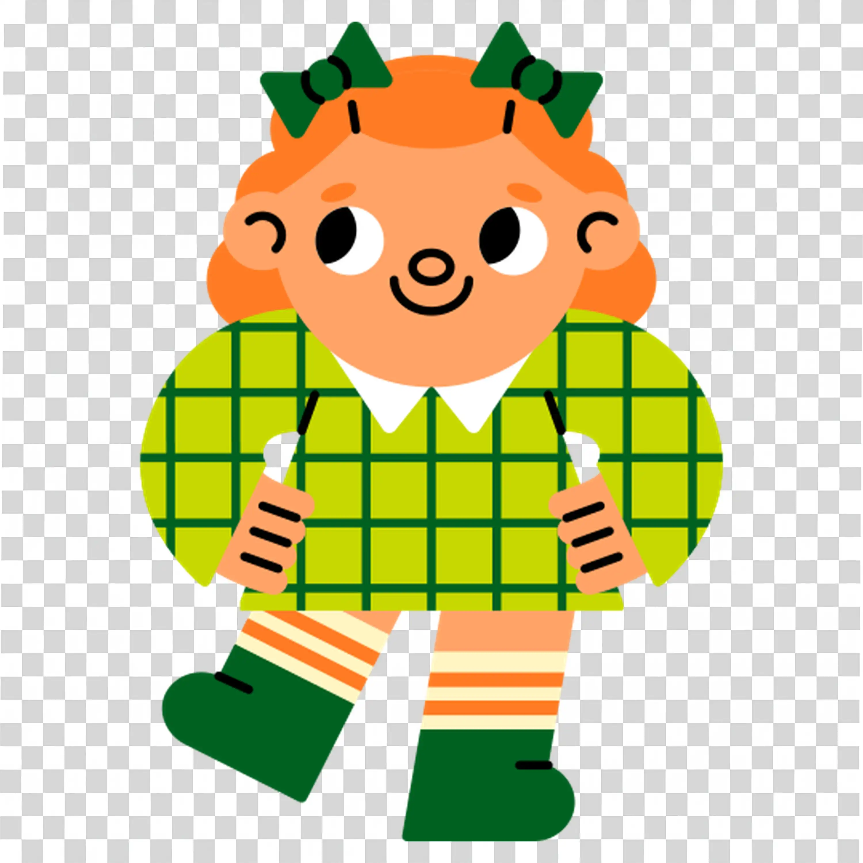 Boy Wearing Green Outfit Standing with Proud Smile