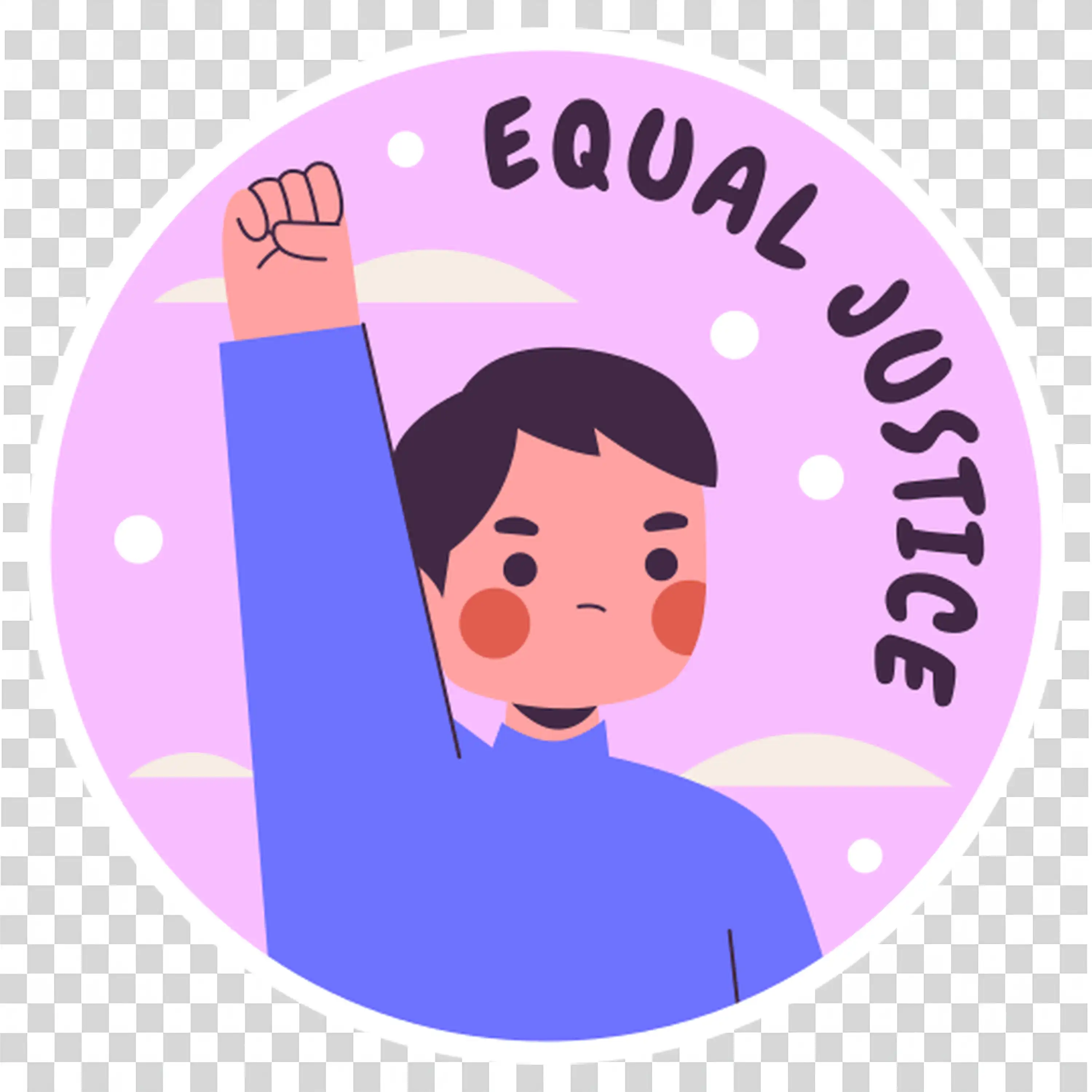 Boy with equal justice badge and hopeful face PNG image