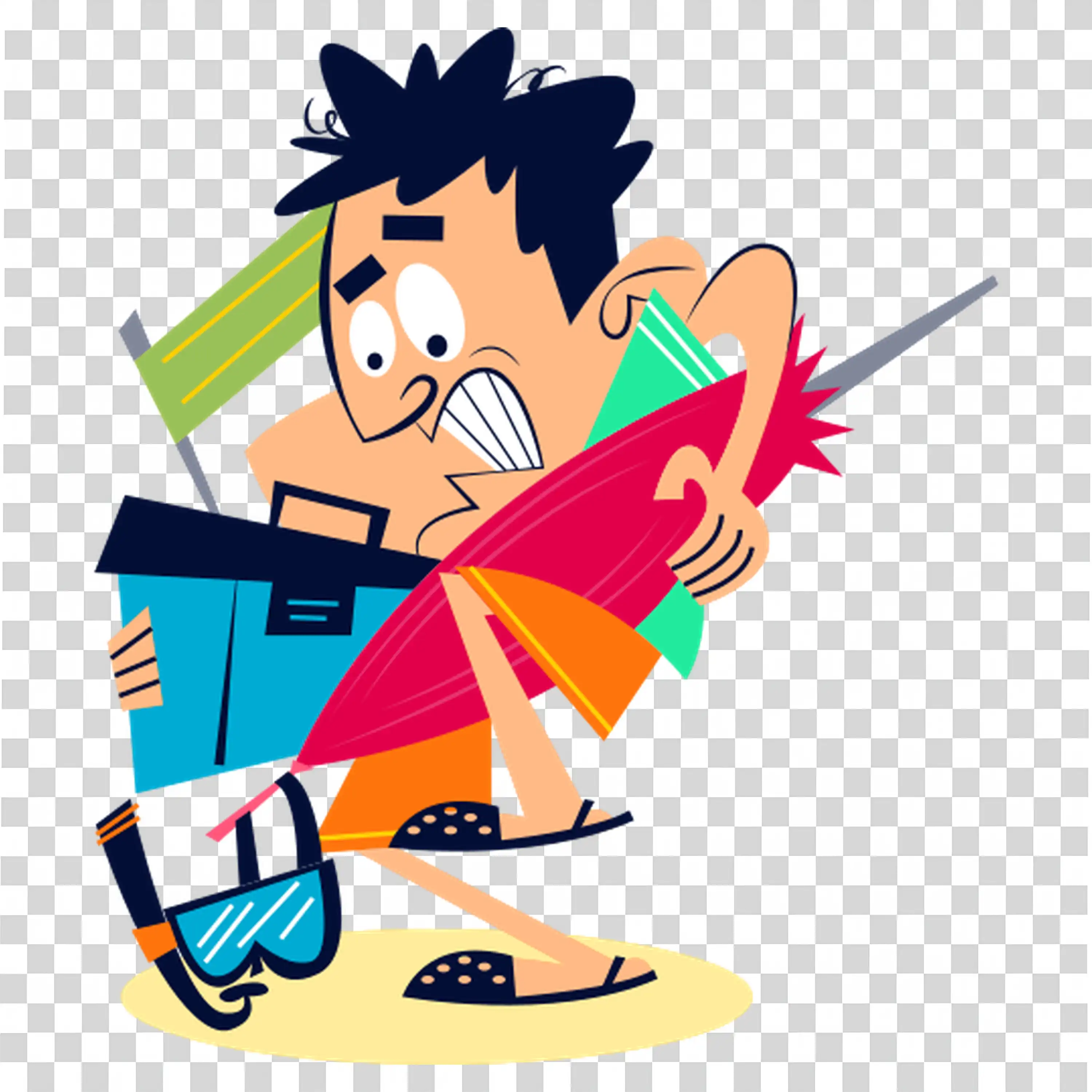 Boy With Tools And Rocket Backpack Looking Excited PNG