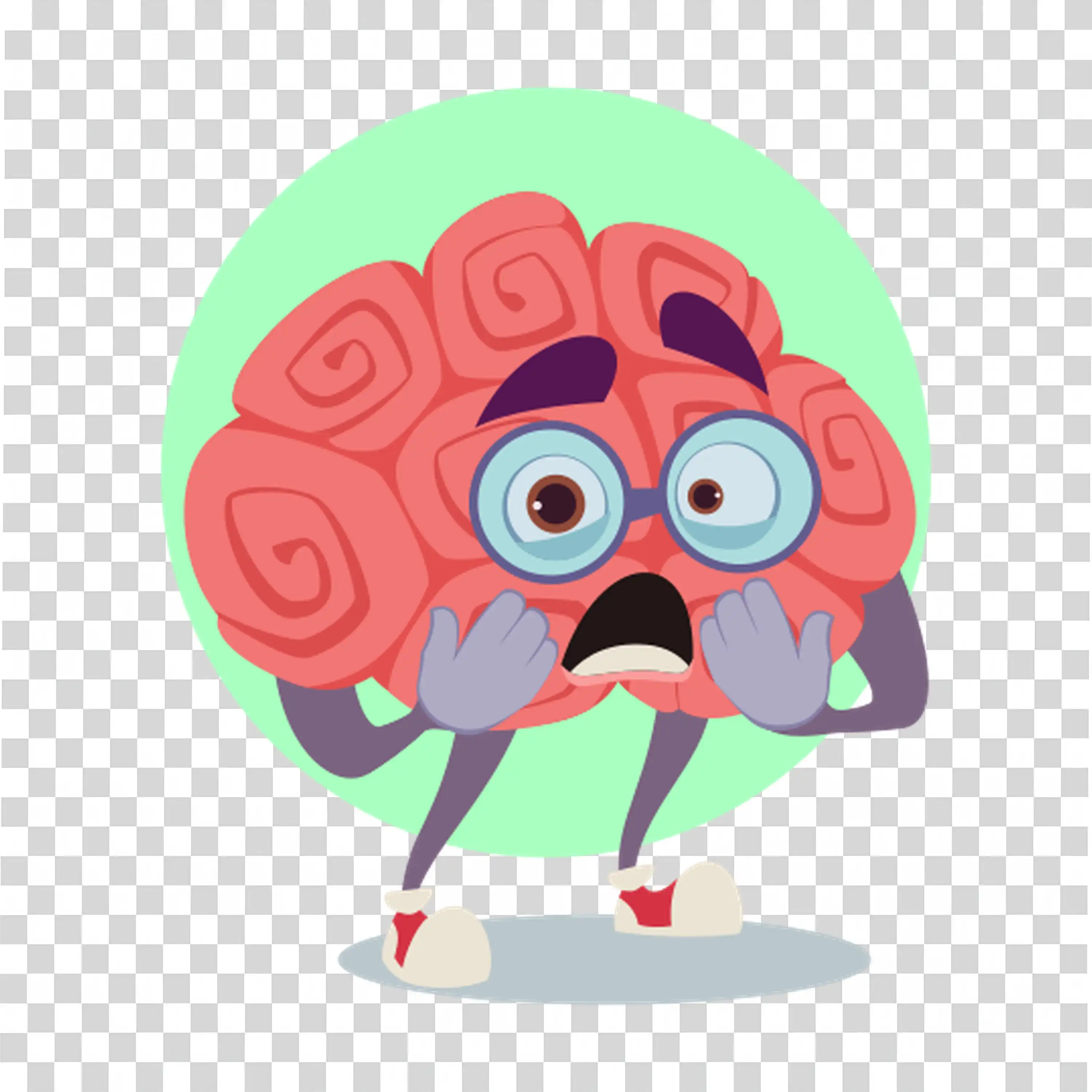 Brain Character Holding Books to Represent Knowledge