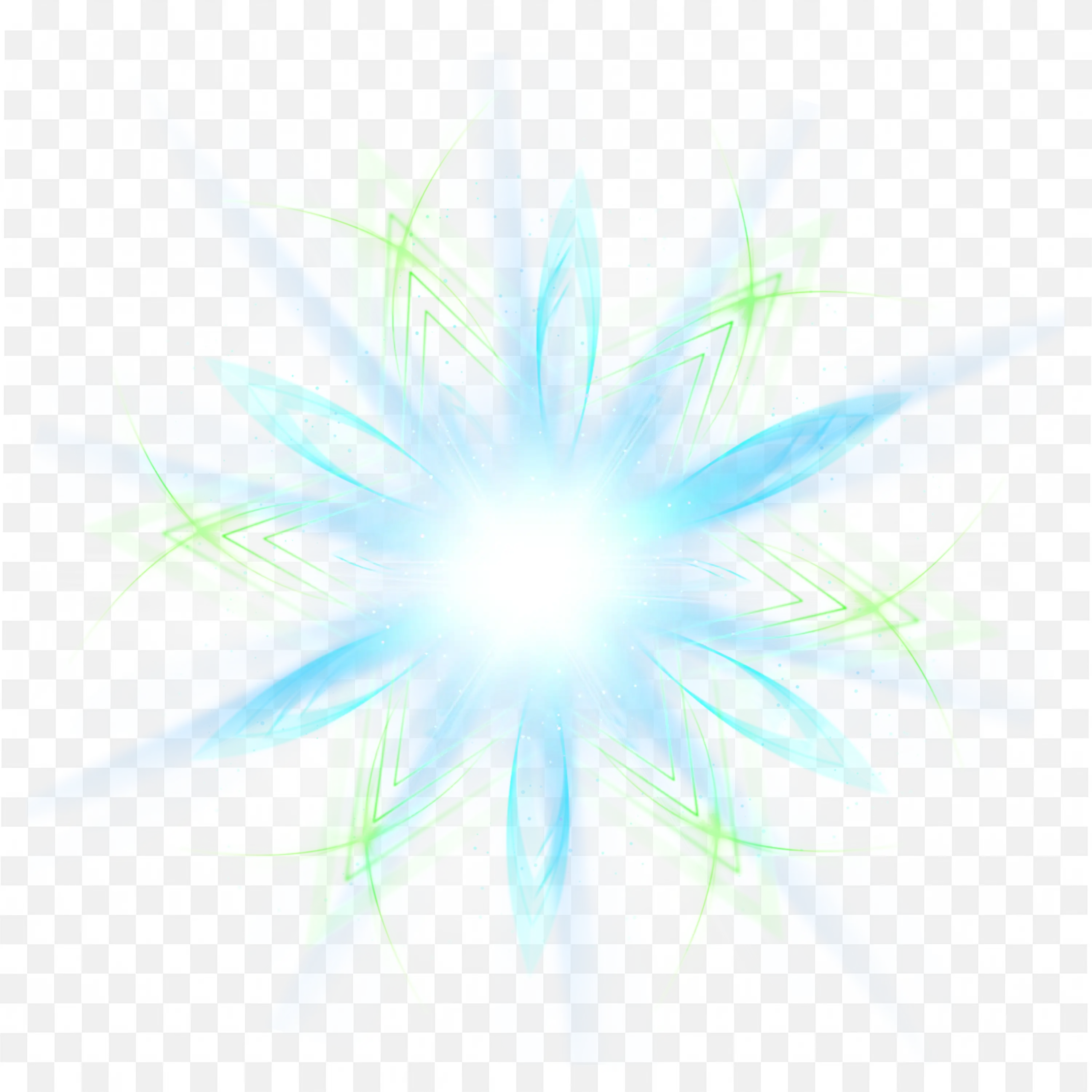 Bright Blue and Green Glowing in Floral Design PNG Image