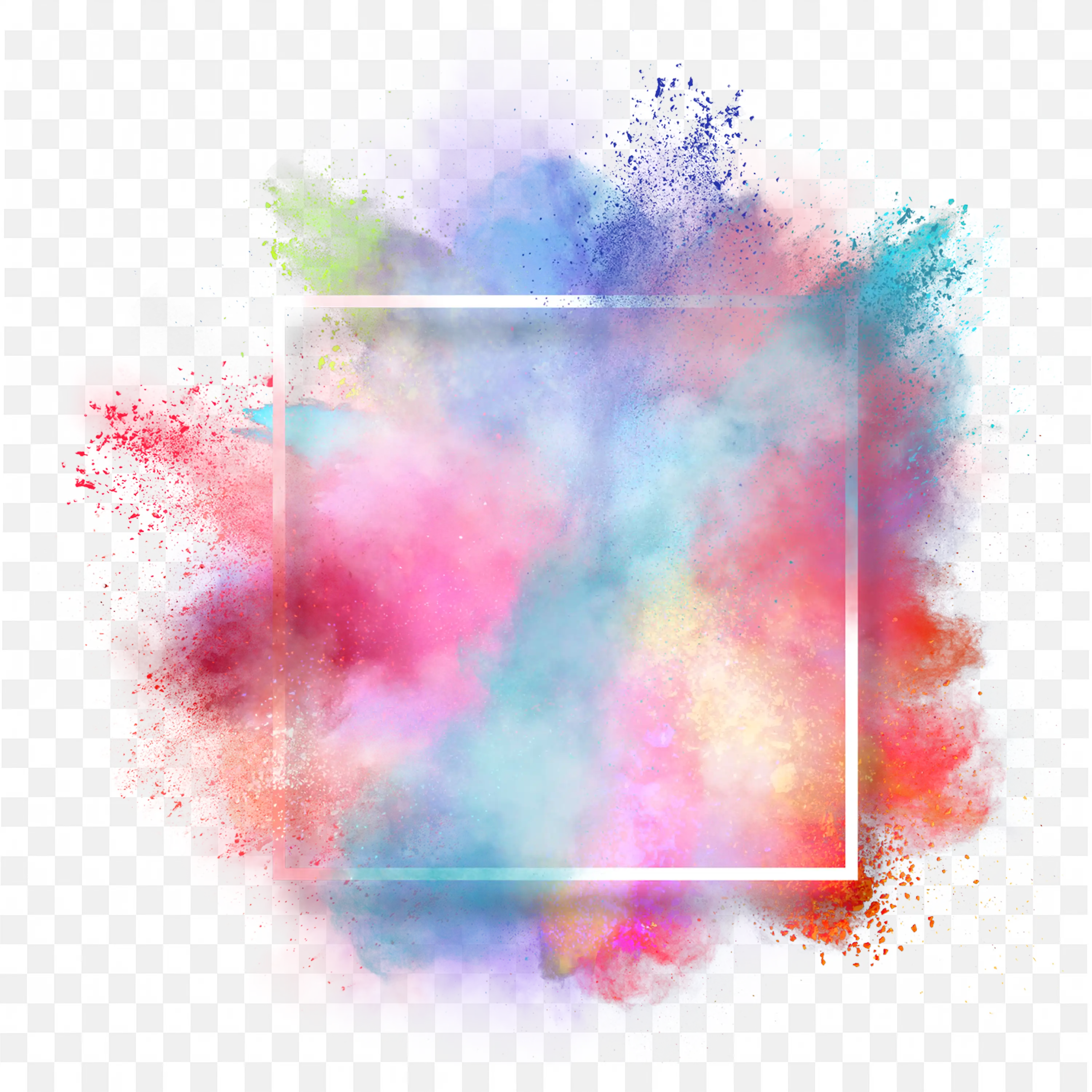 Bright Colourful Powder Explosion Frame Clip Art Free PNG