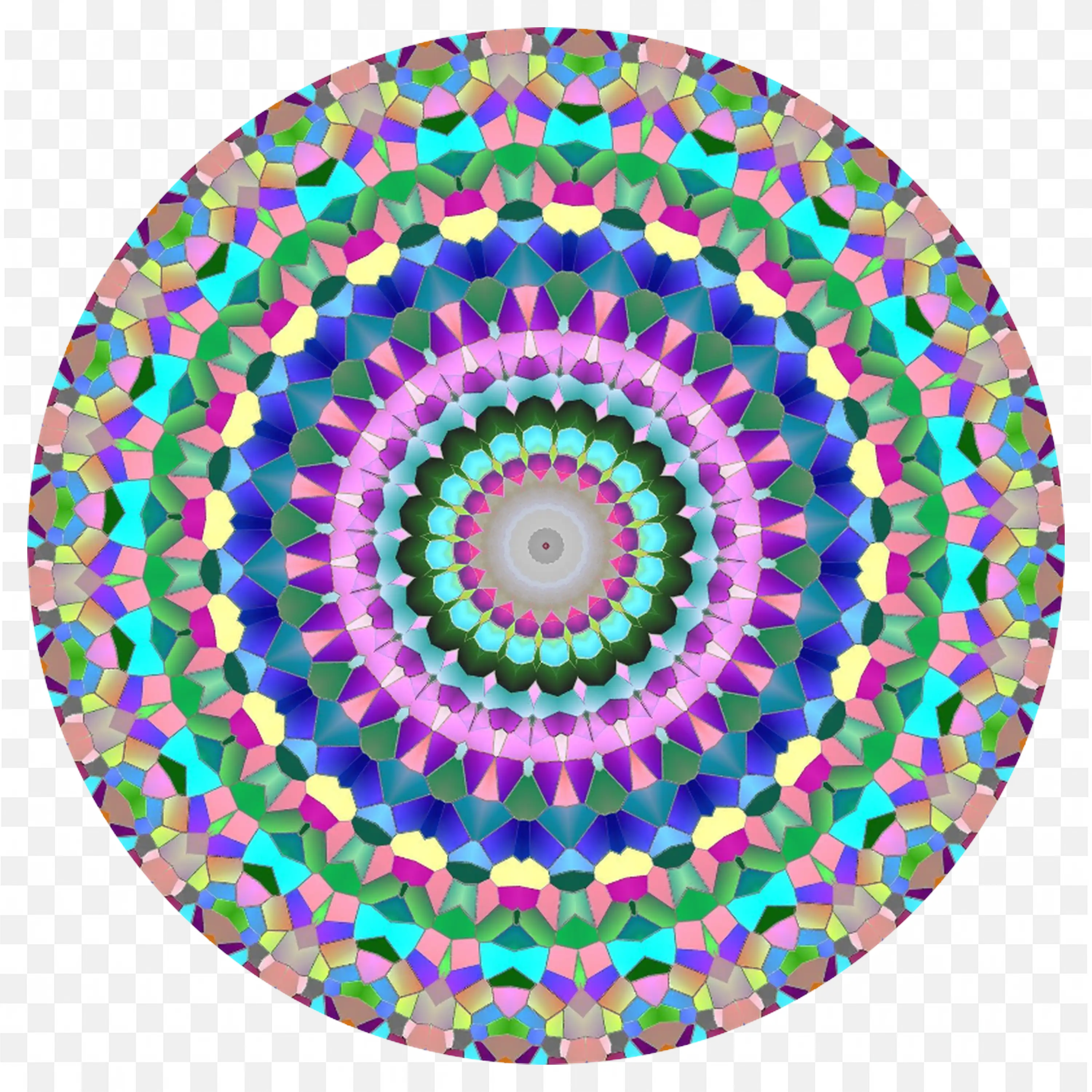 Bright Colourful Radial Mandala in Purple and Blue Tones