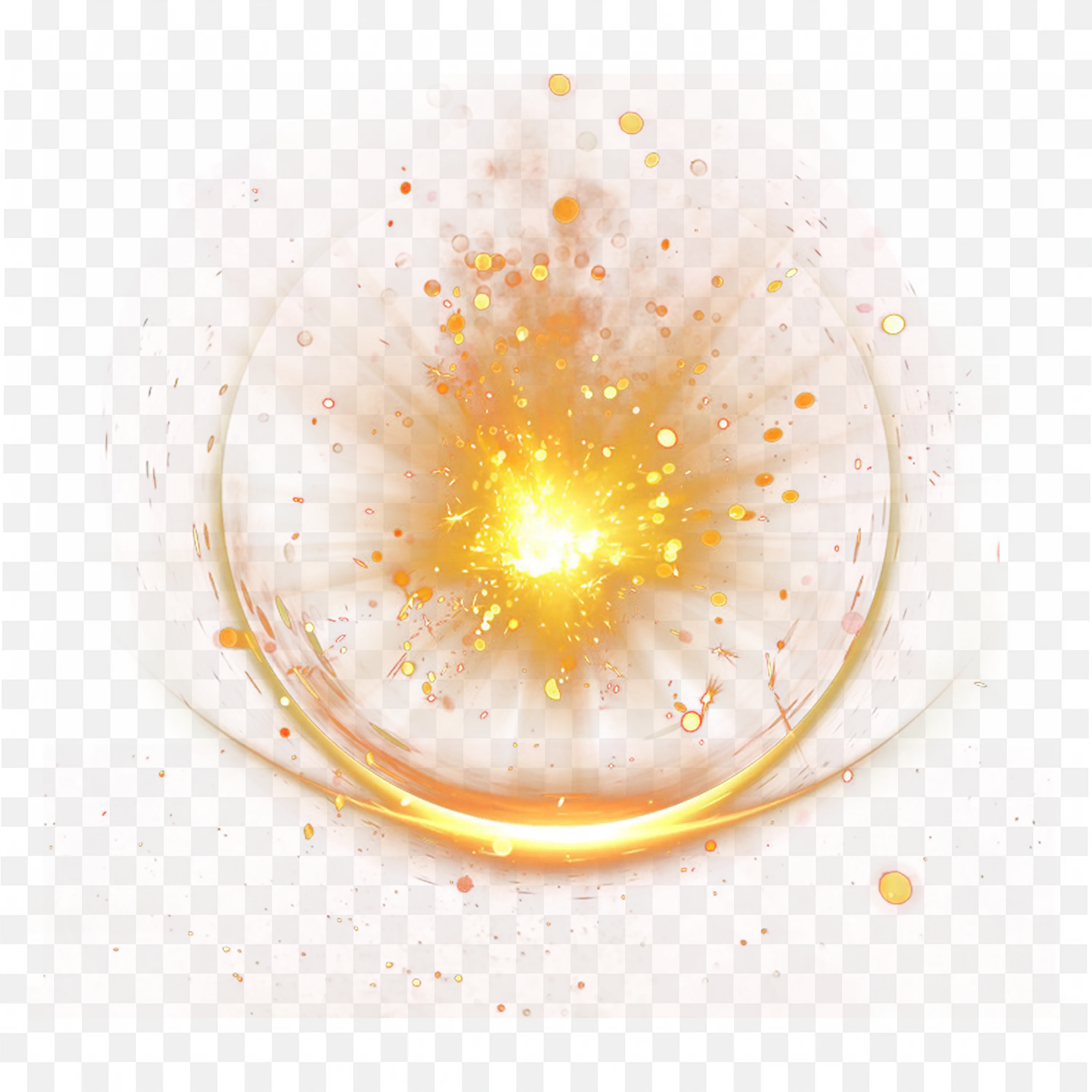 Bright Glowing Golden Explosion with Sparkling Effects PNG