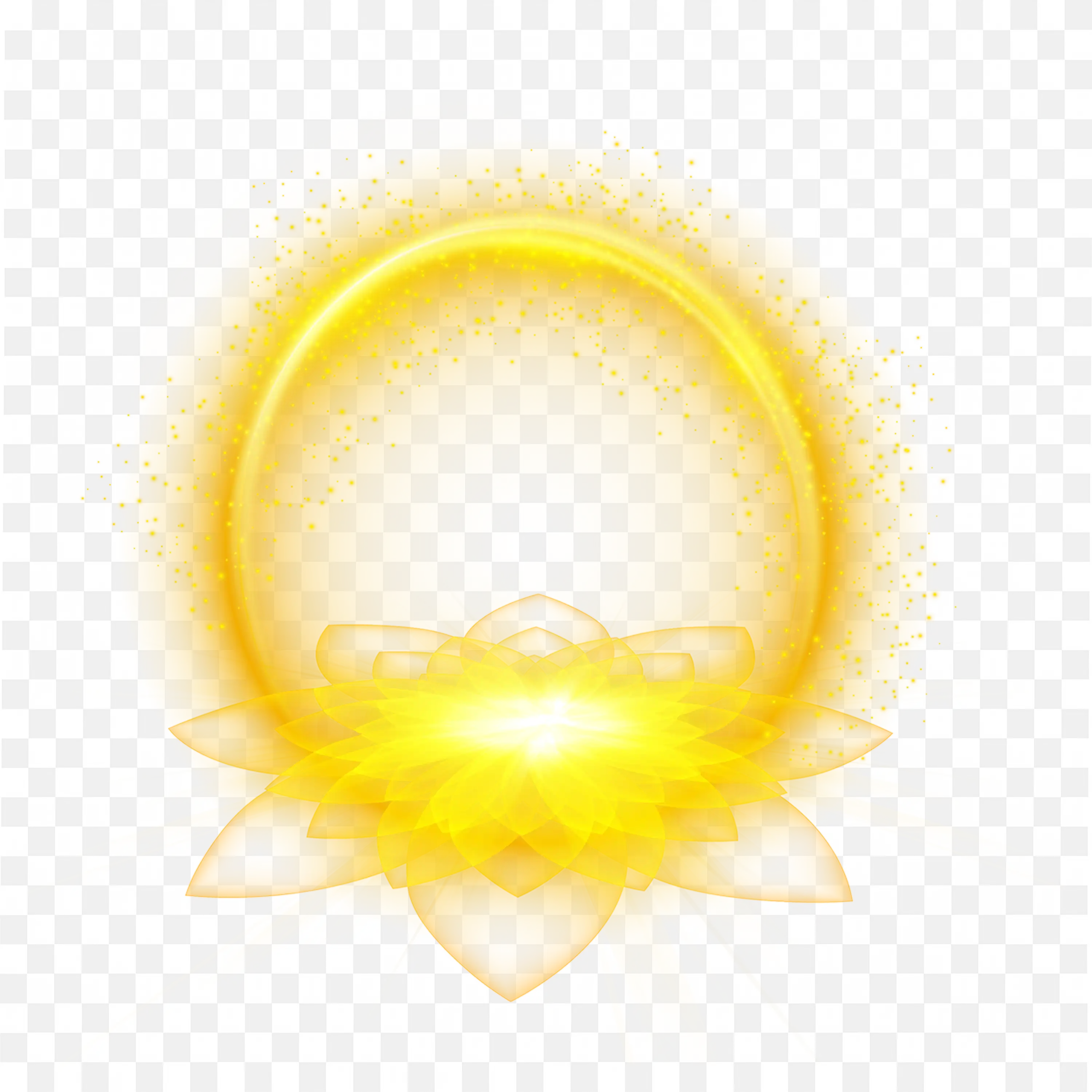 Bright Glowing Yellow Lotus Flowers with Sparkles PNG